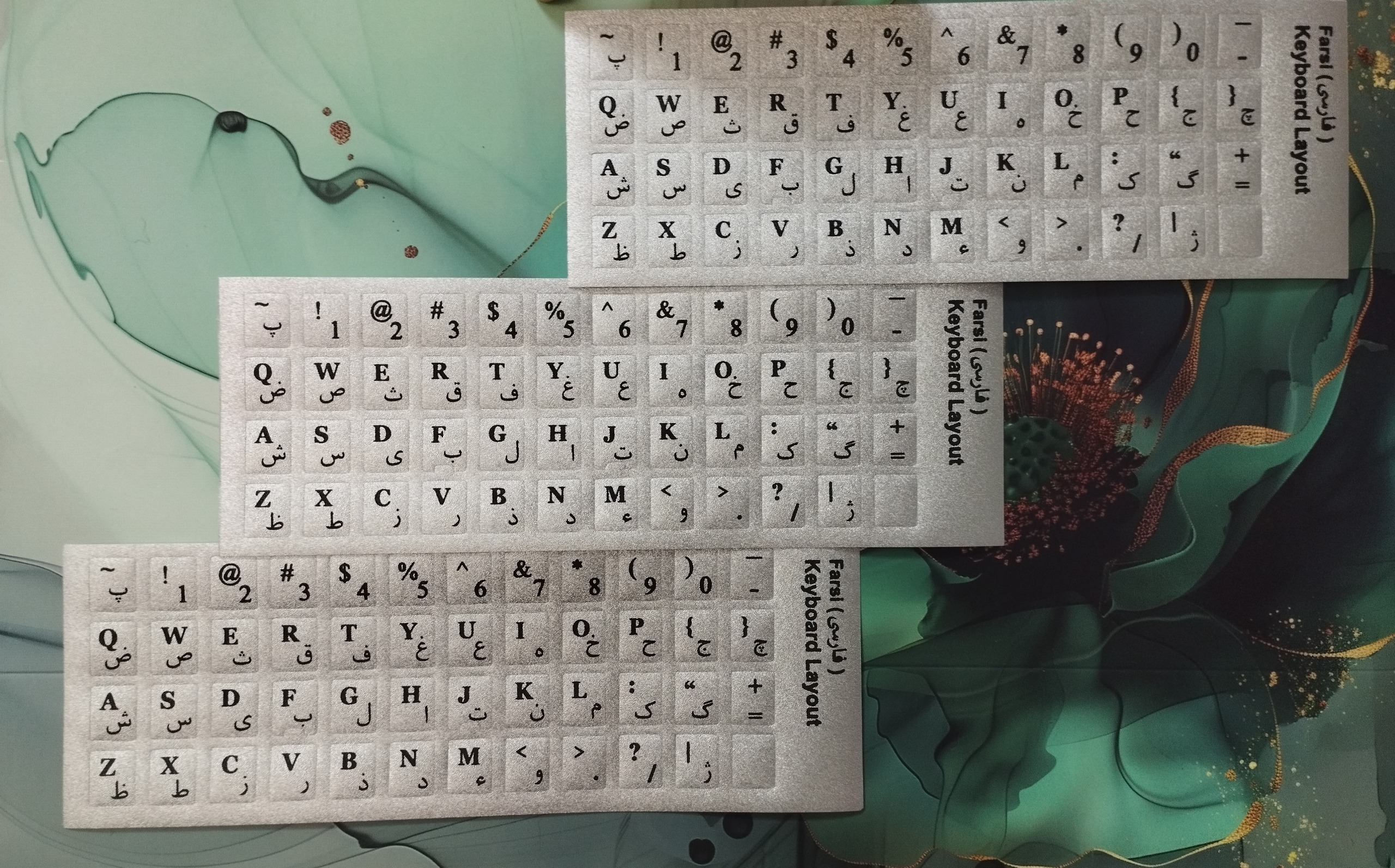 برچسب کیبورد رنگ نقره ای 3 عددی