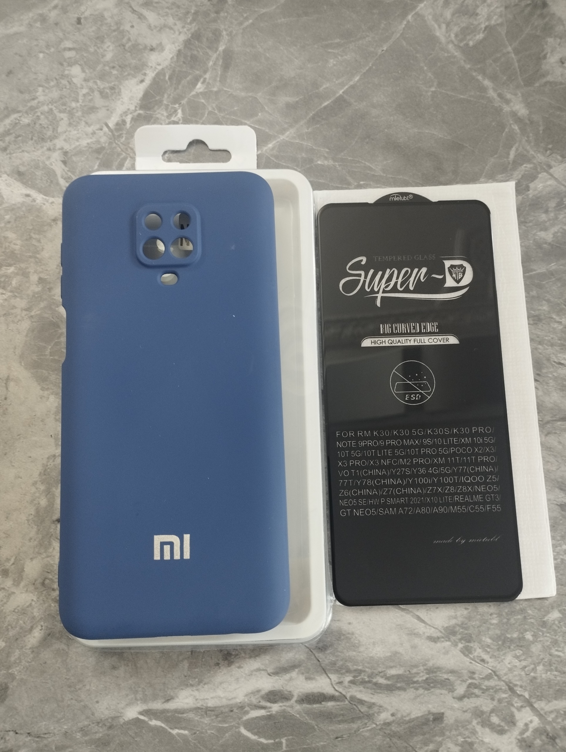 قاب سیلیکون اورجینال و گلس xiaomi note 9s