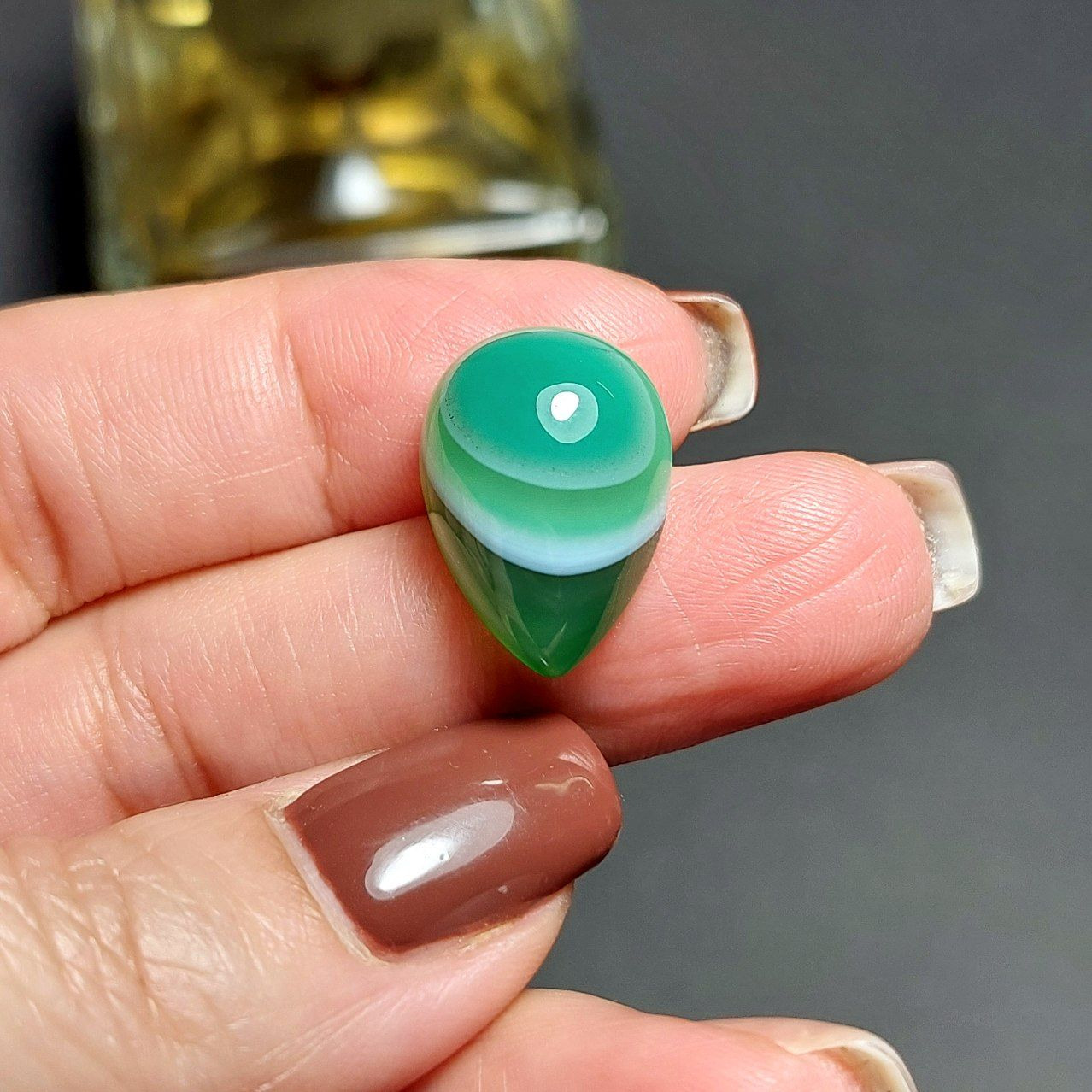 نگین سنگ عقیق سبز سلیمانی معدنی m1004