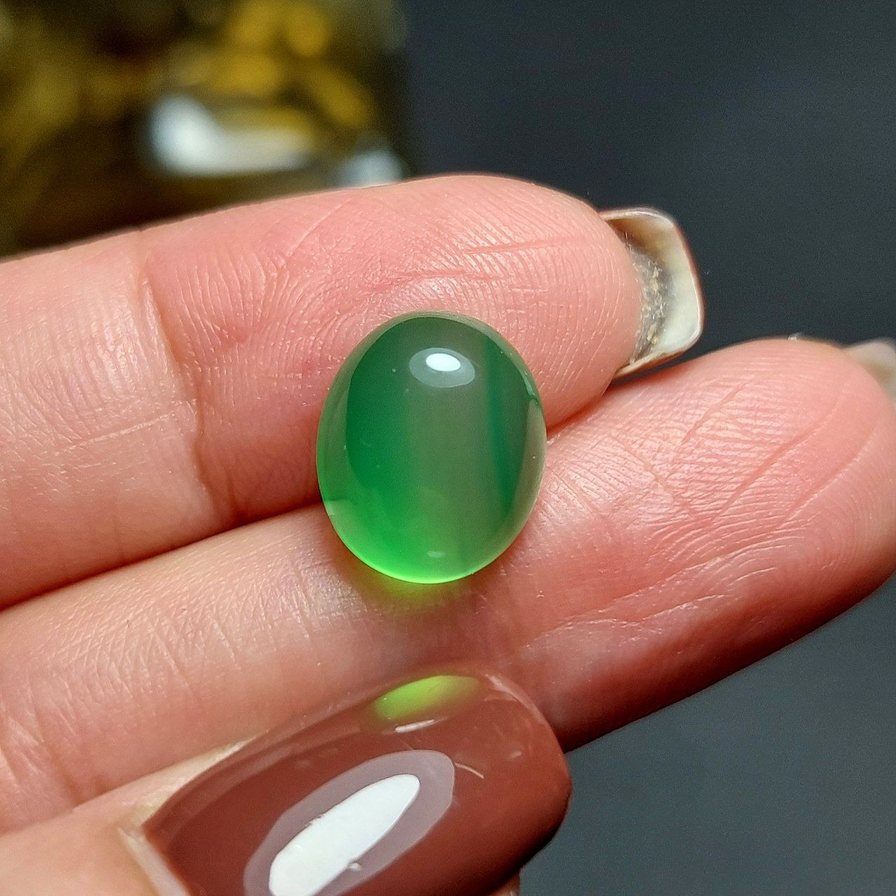  نگین سنگ عقیق سبز  معدنی  m1007