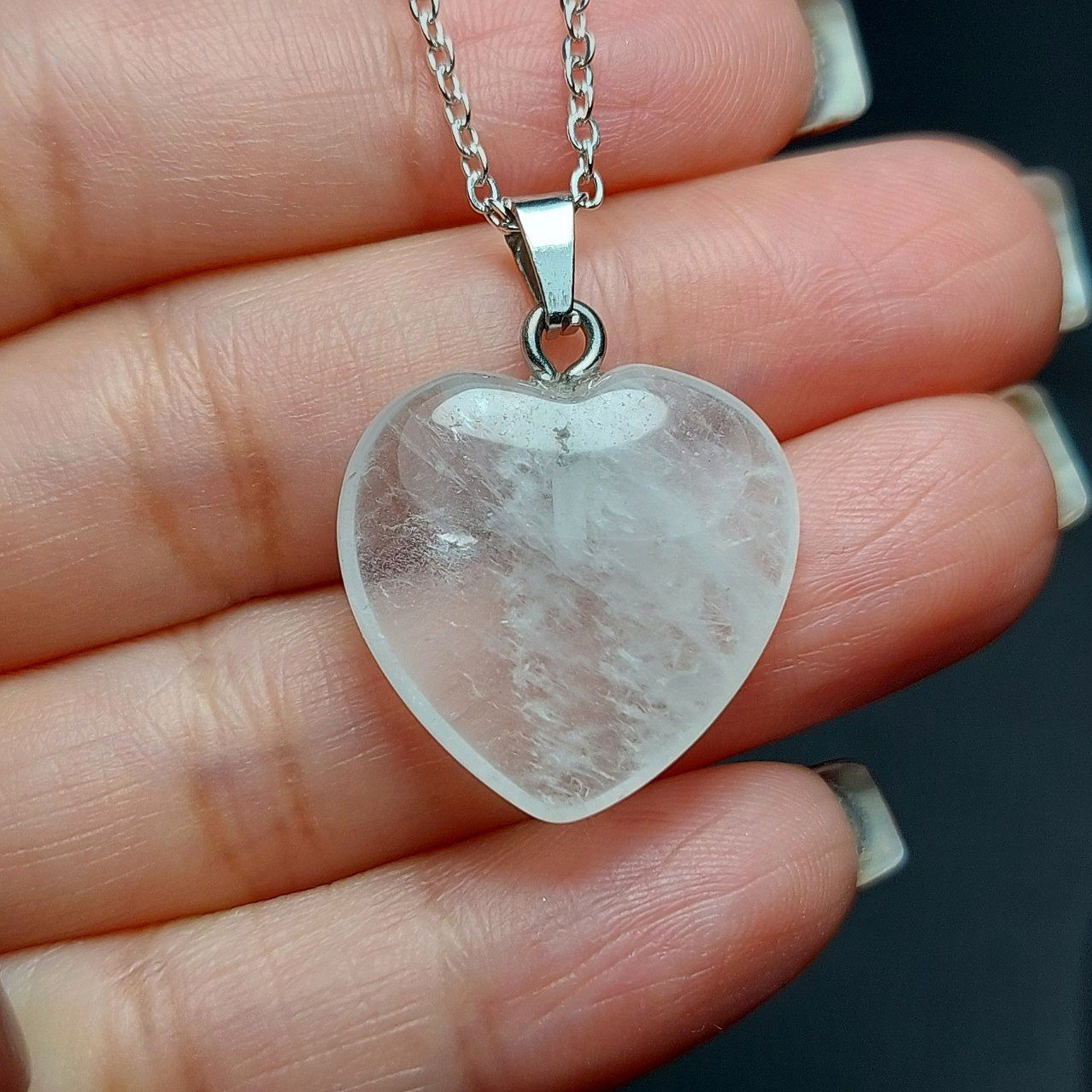 آویز گردنبند سنگ کوارتز یخی معدنی m1041