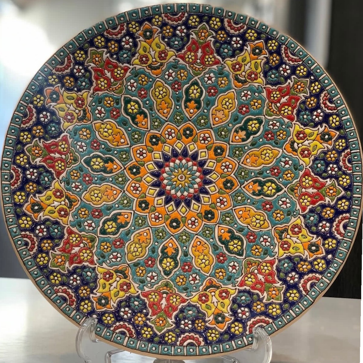 بشقاب دیوارکوب میناکاری