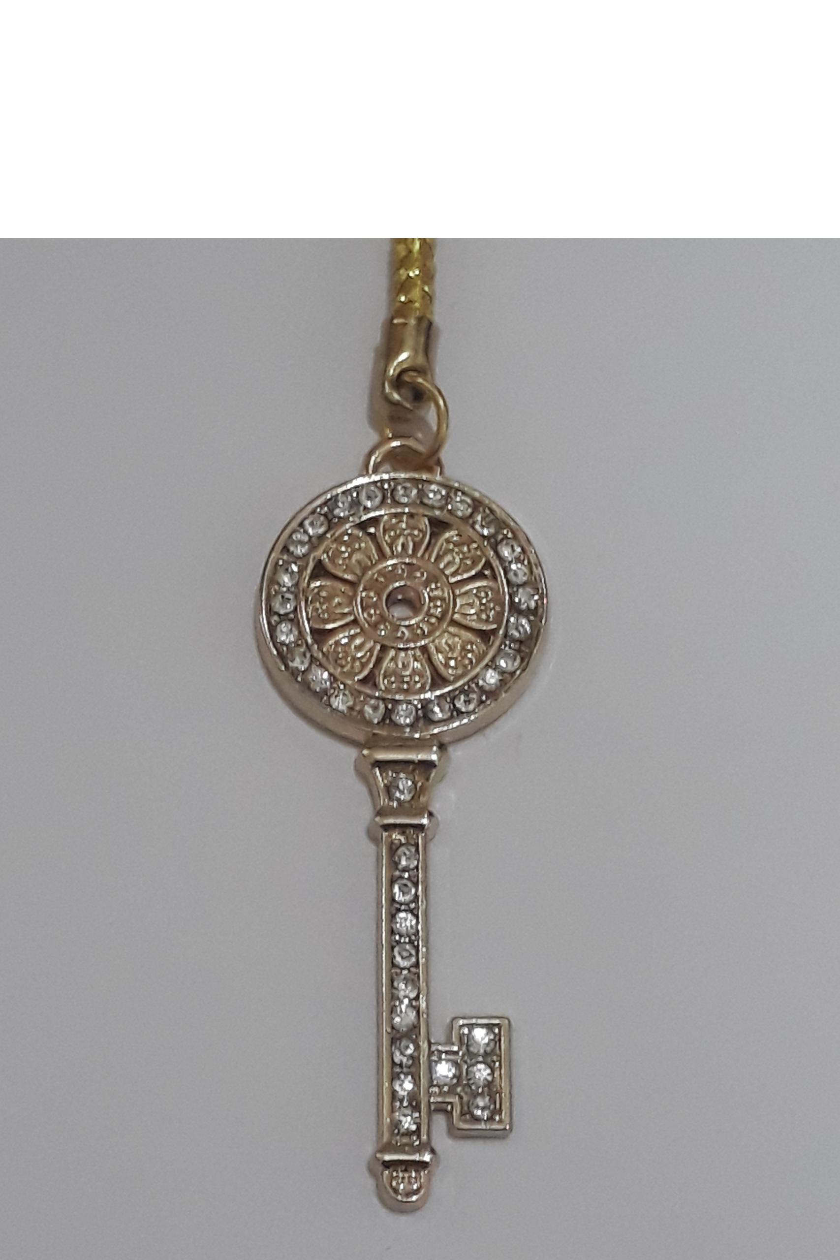 آویز تزئینی طرح کلید - روکش طلایی نگین دار