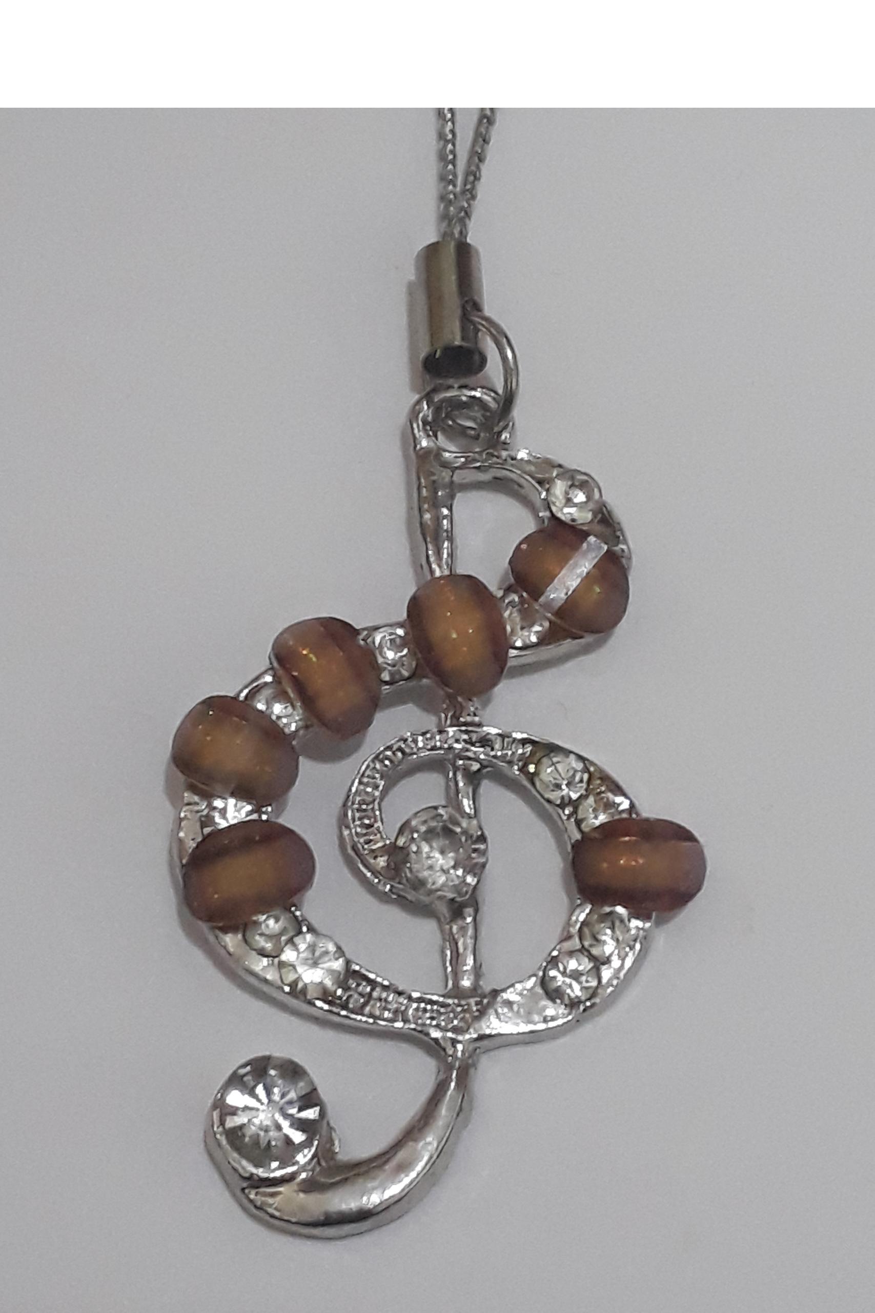 آویز تزئینی طرح نت موسیقی - روکش نقره ای نگین دار