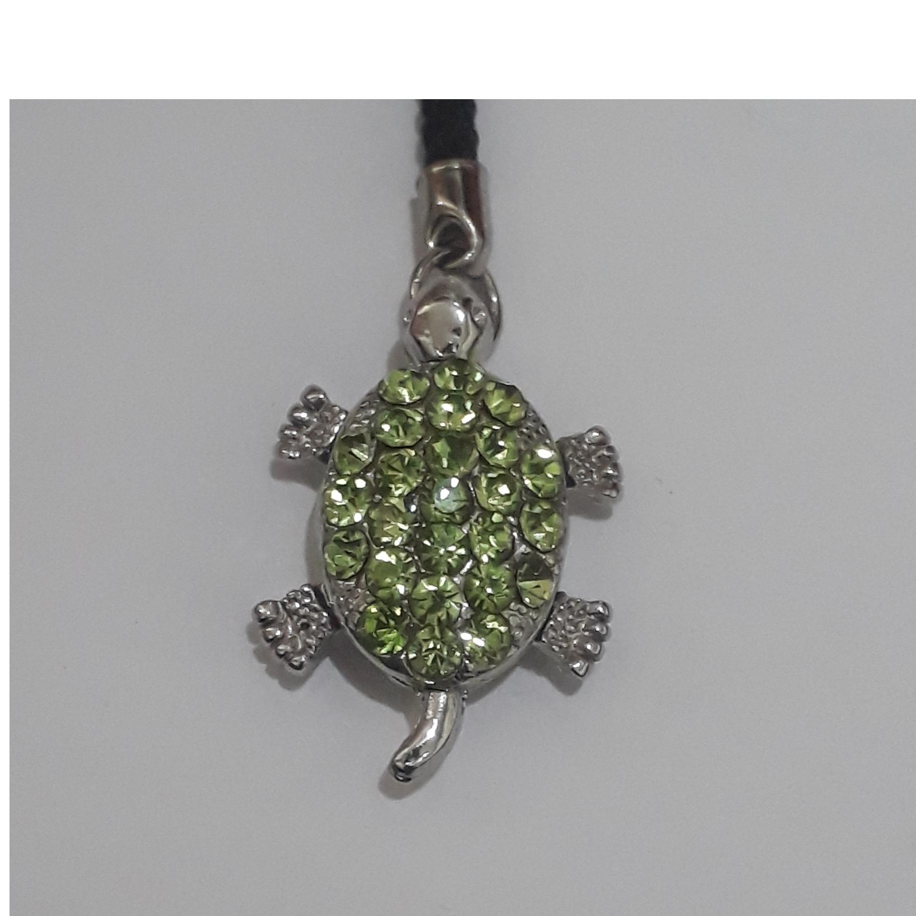 آویز تزئینی طرح لاک پشت - روکش استیل نگین دار