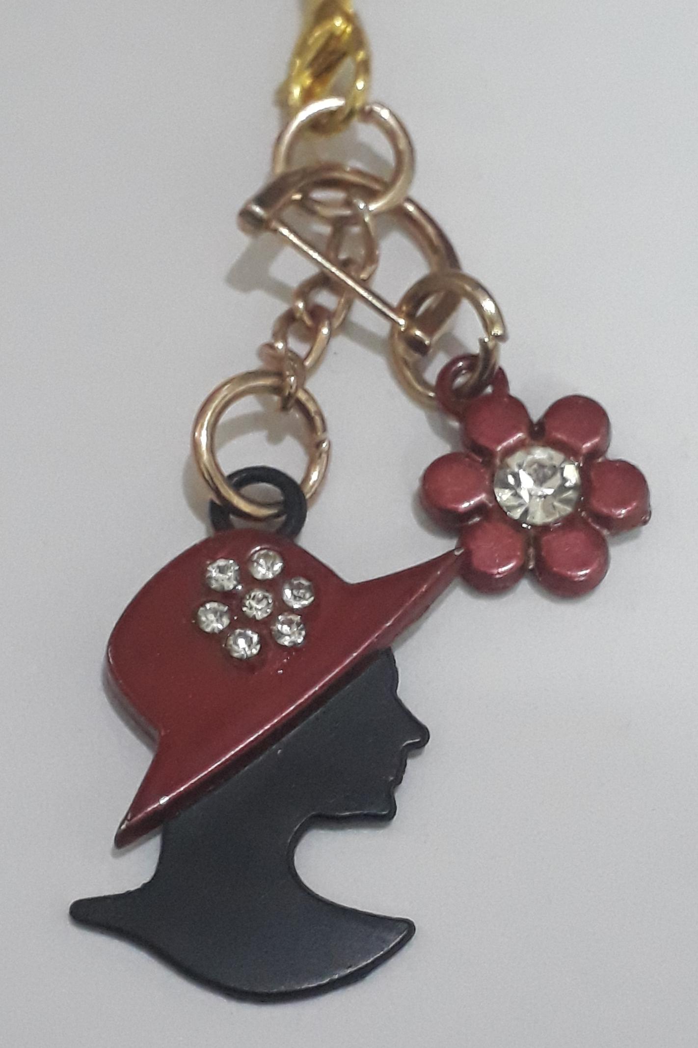 آویز تزئینی بانو و گل - نگین دار