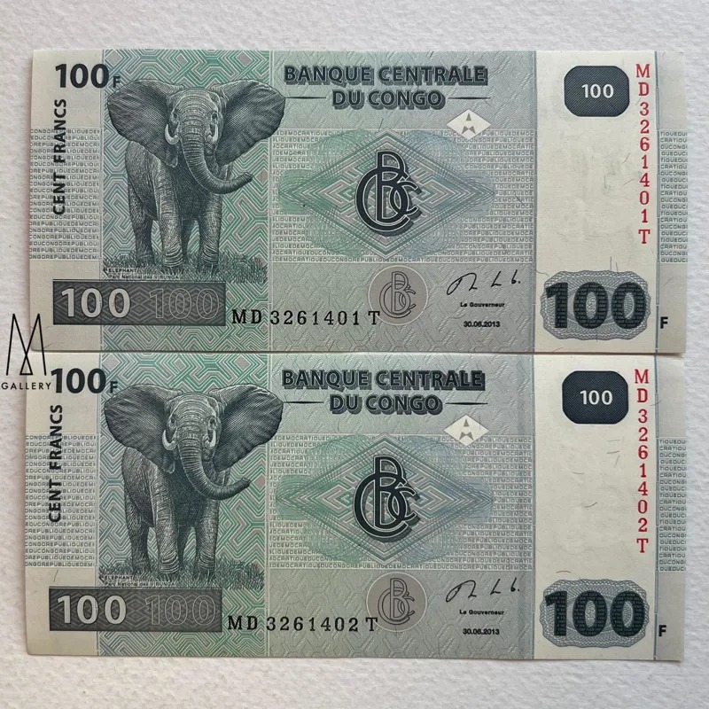 جفت اسکناس خارجی 100 فرانک کنگو 2013 (بانکی)