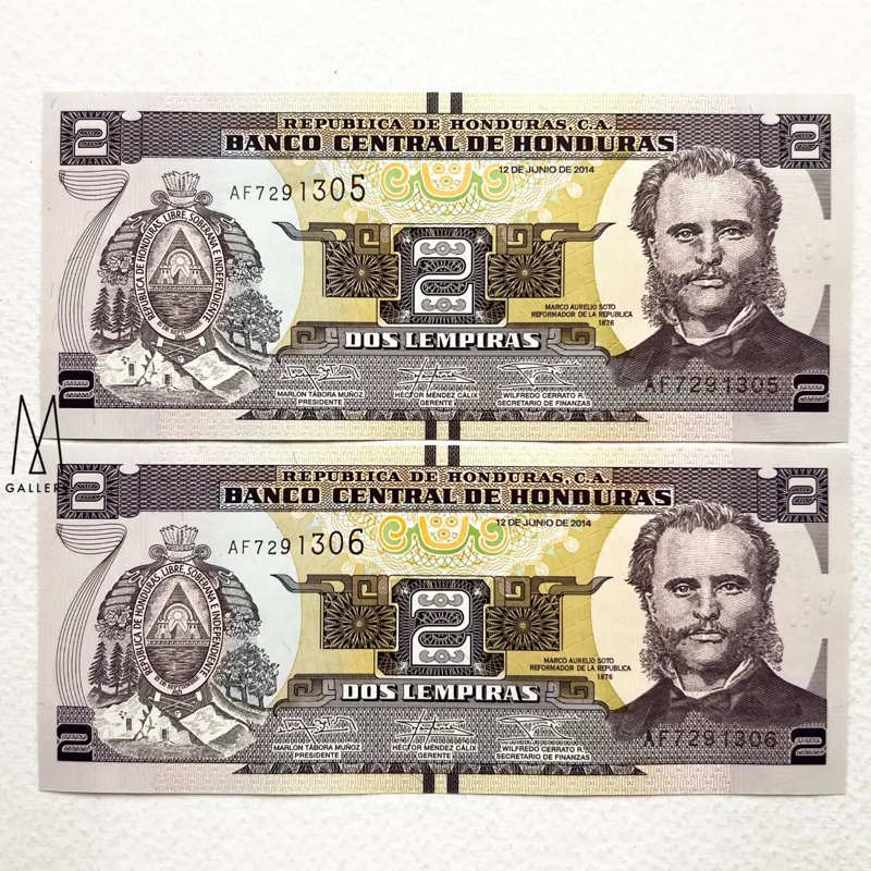 جفت اسکناس خارجی 2 لمپیرا هندوراس 2014 (بانکی)
