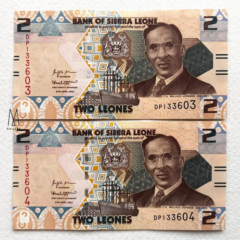 جفت اسکناس خارجی 2 لئون سیرالئون 2022 (بانکی)
