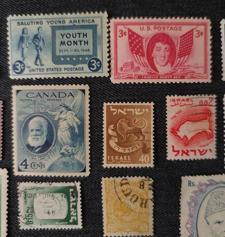 19عدد تمبر کمیاب ایرانی وخارجی