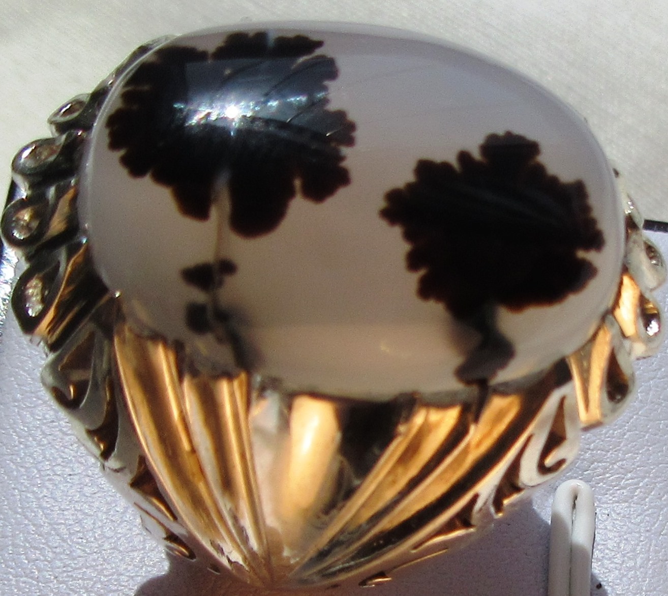 انگشتر عقیق شجر درشت و آب دار و رکاب بخشی کد 5342