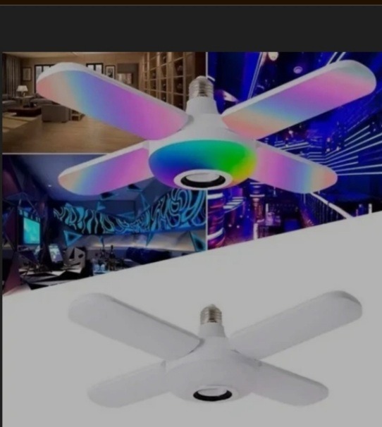 لامپ پنکه ای بلوتوث دار 48 وات رقص نور واسپیکر دار