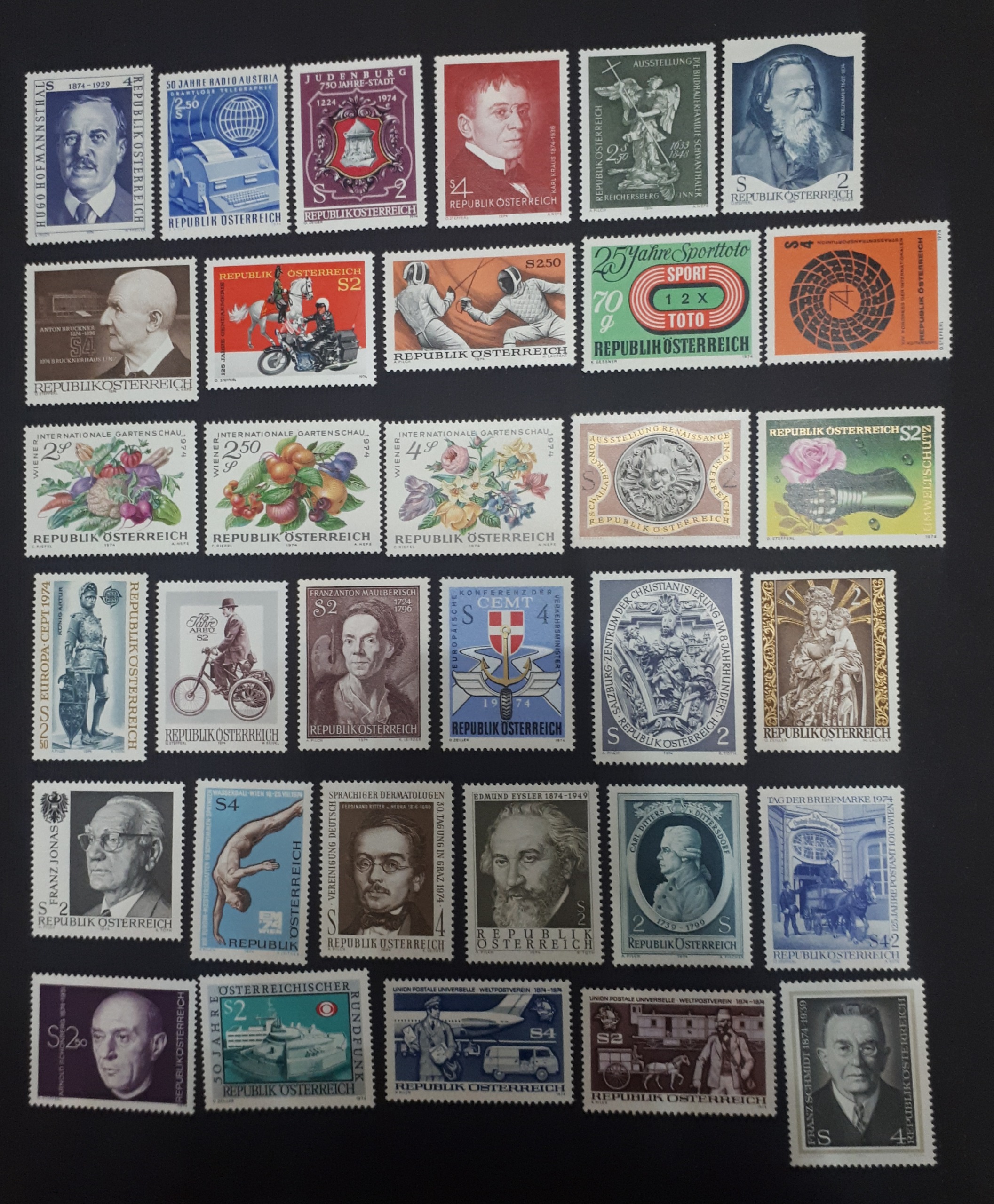33 تمبر اتریش ، یرست اطریش سال 1974