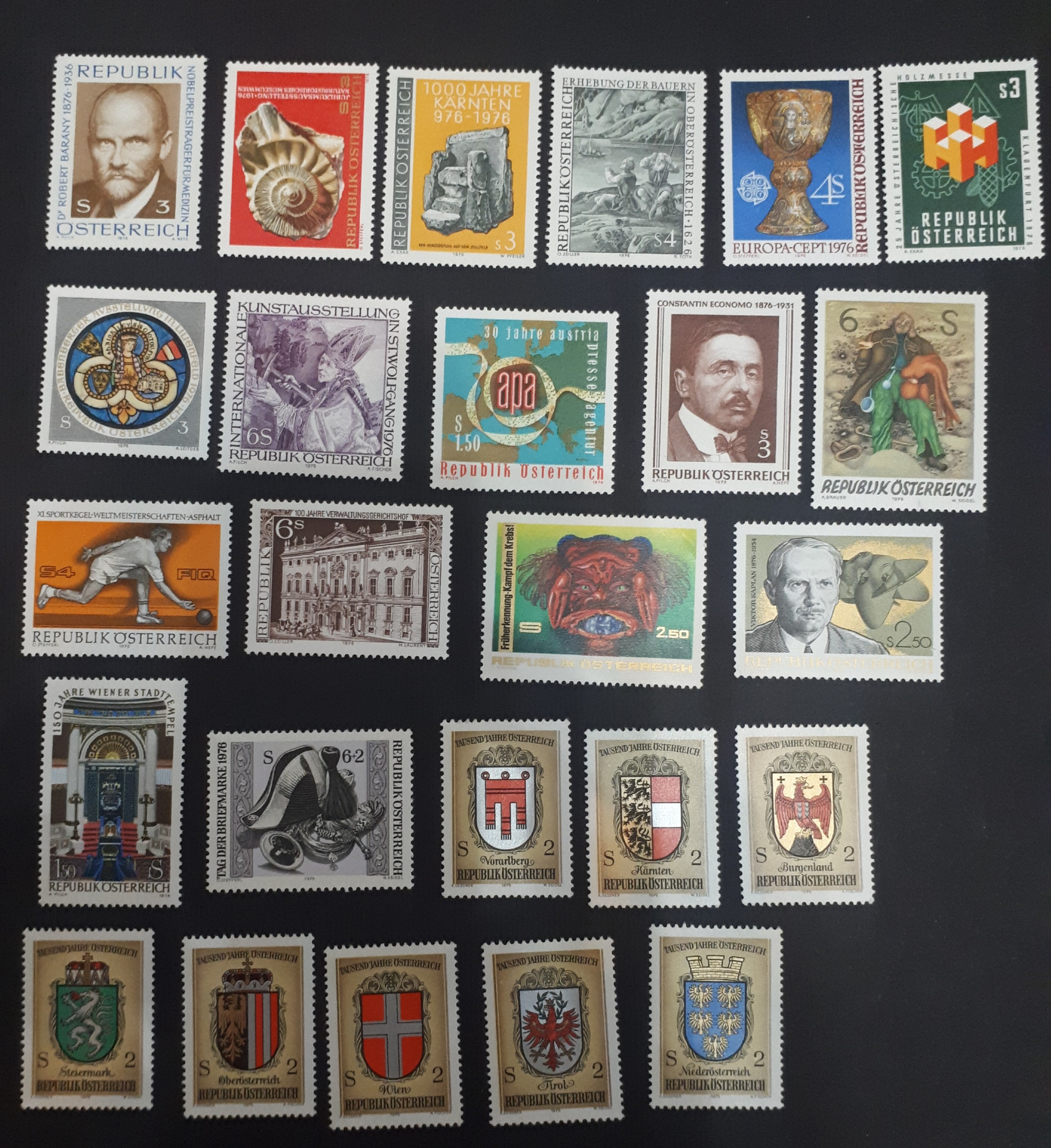 25 تمبر اتریش ، یرست اطریش سال 1976