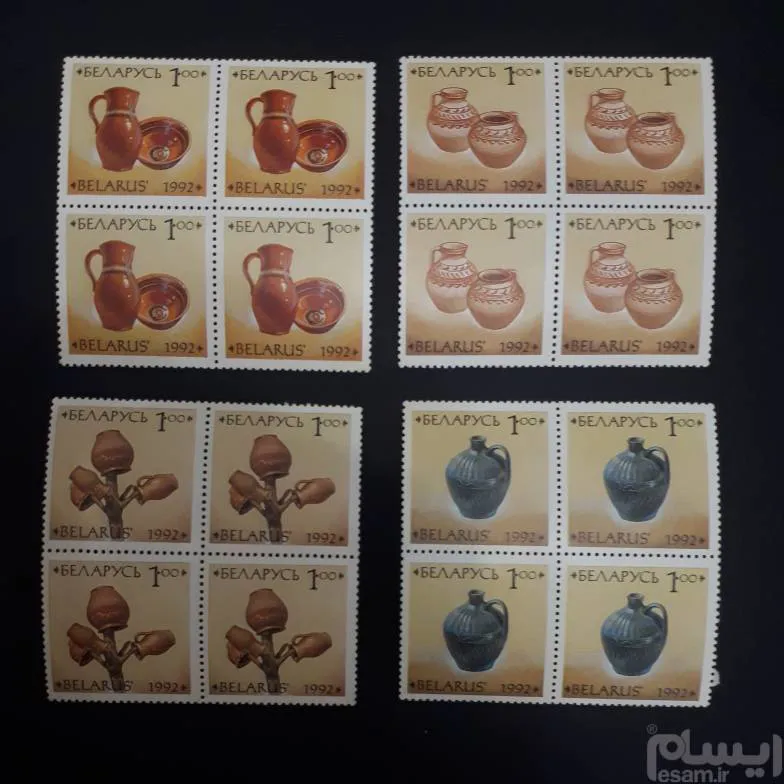 4 بلوک تمبر خارجی صنایع دستی - بلاروس - 1992