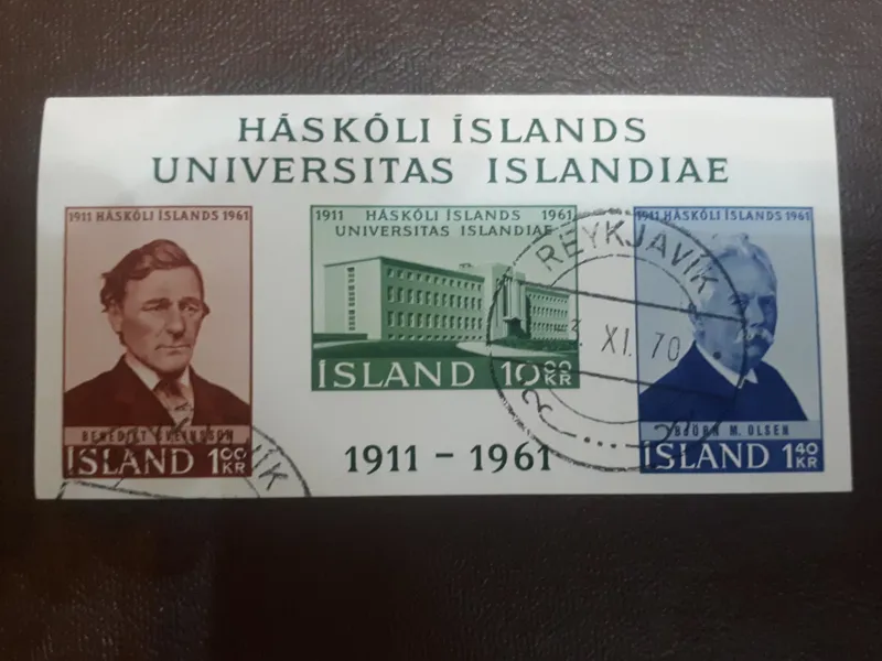 شیت تمبر مشاهیر ایسلند ، با مهر روز - 1961