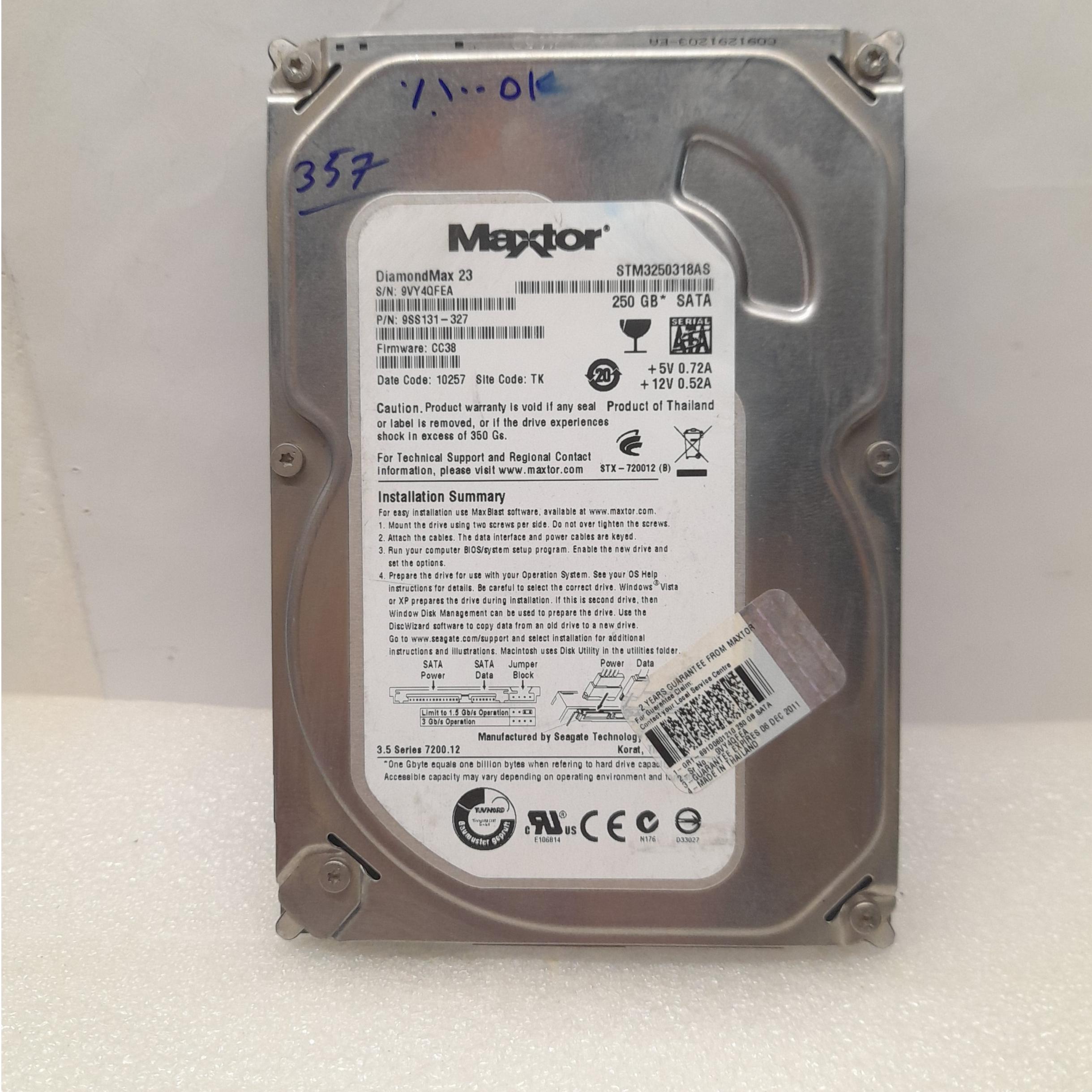 هارد 250 گیگ مکستور با هلث 100