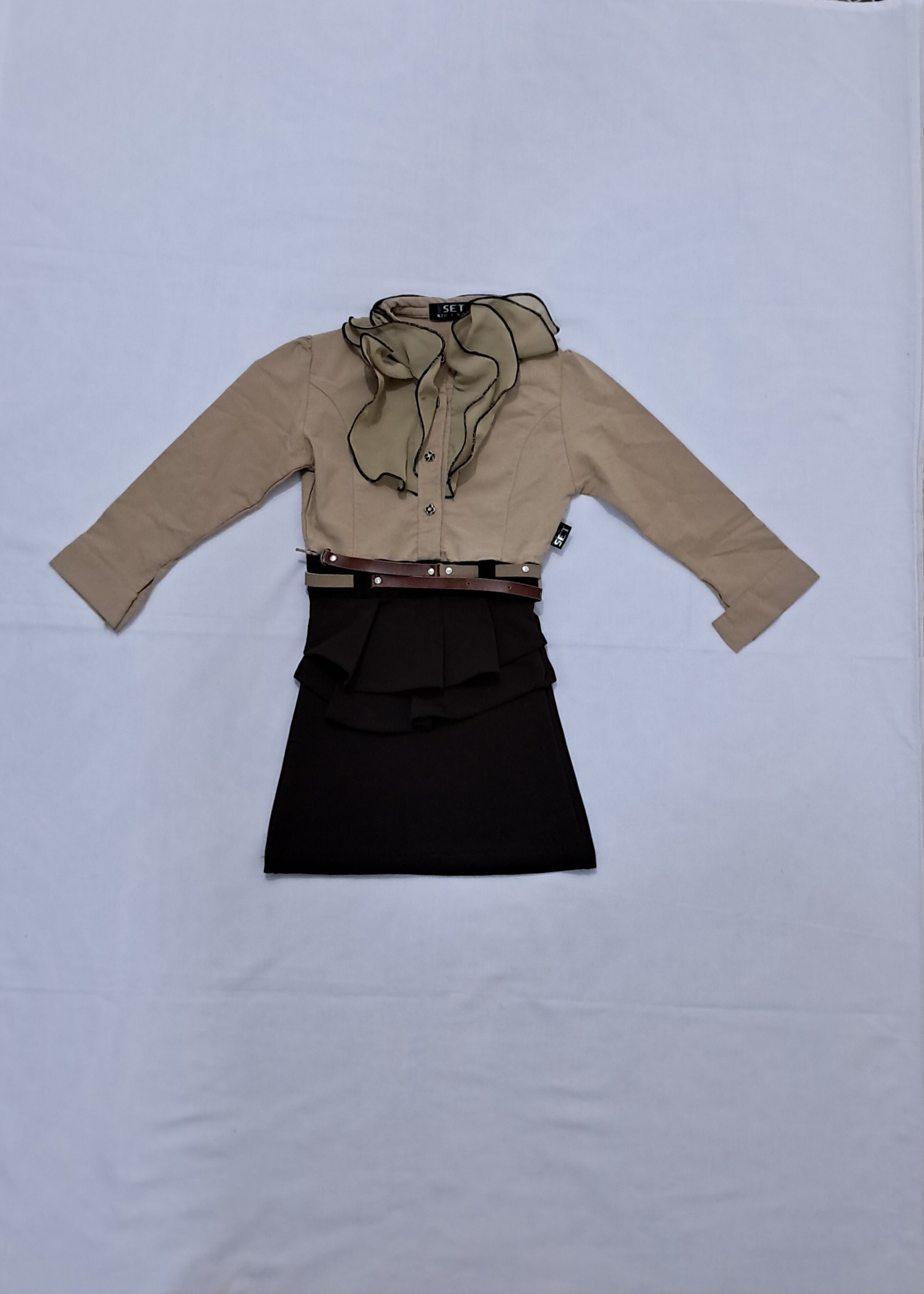 پیراهن دامنی دخترانه قهوه ای