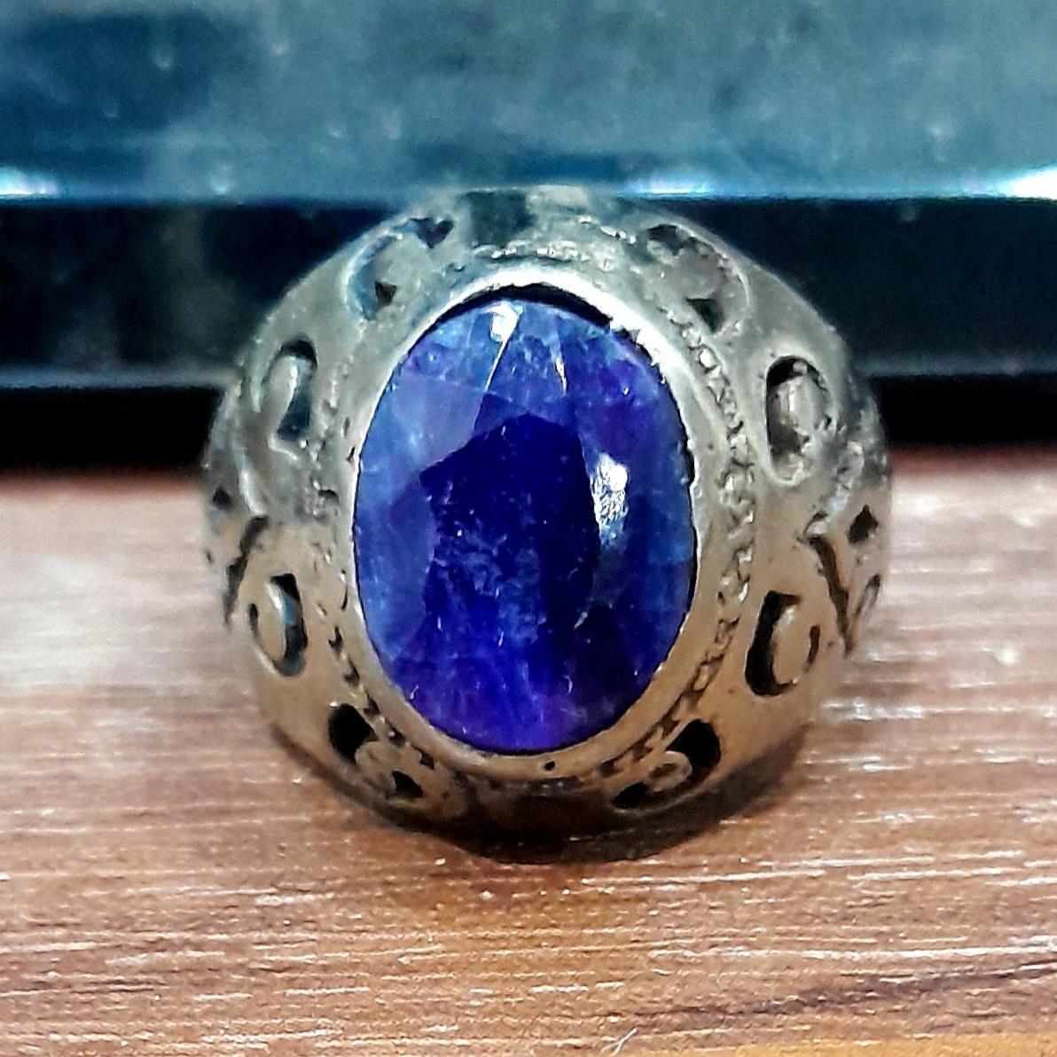 انگشتر یاقوت کبود کهن 200ساله با تلس صوفی