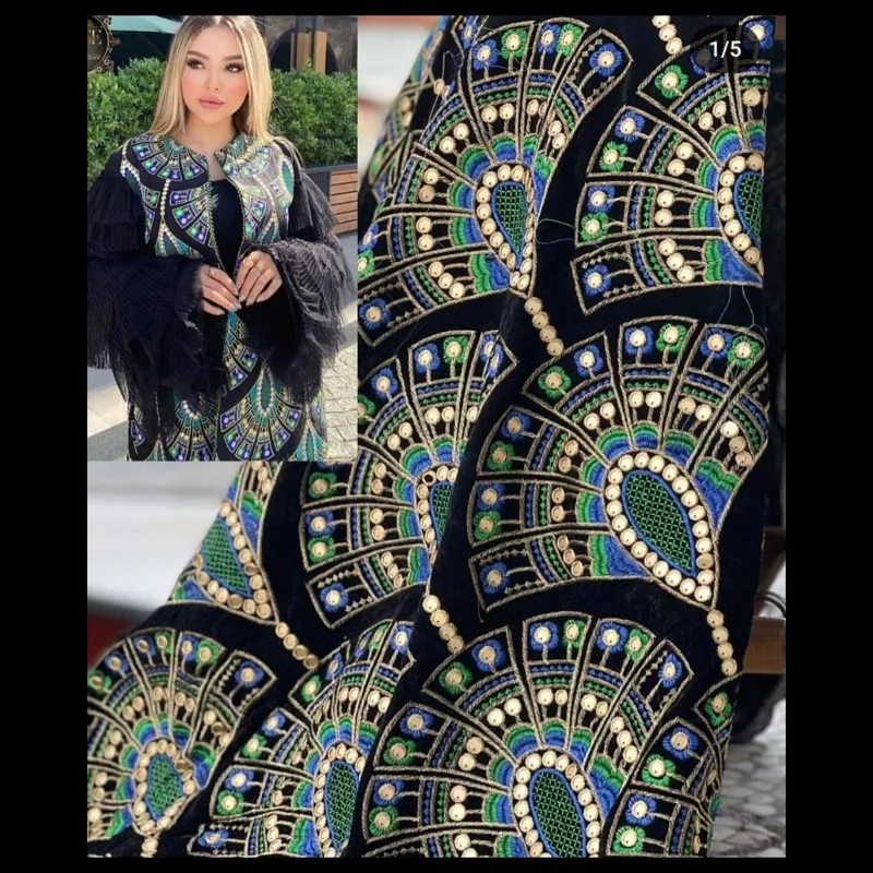 قواره 3 متری پارچه لنین سوزن دوزی