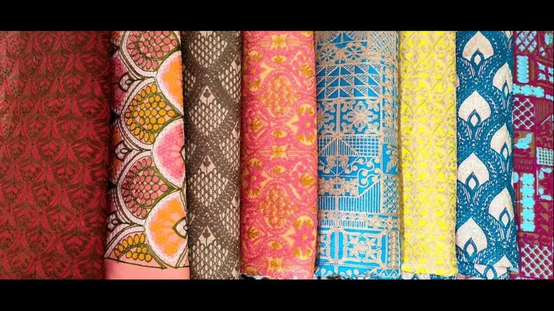 قواره 3 متری پارچه تافته دوزی هندی طرح برجسته