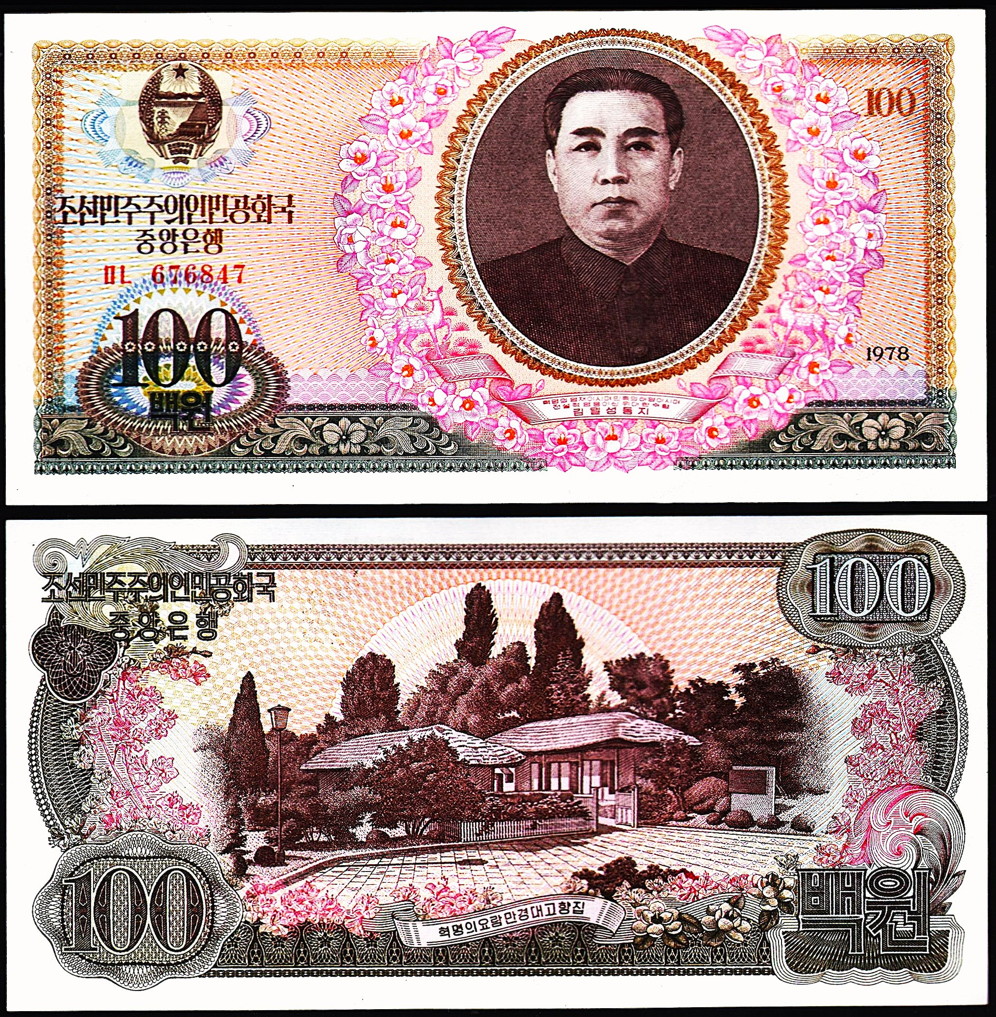 تک اسکناس 100 وون کره شمالی سایز بزرگ ( 1 برگ )