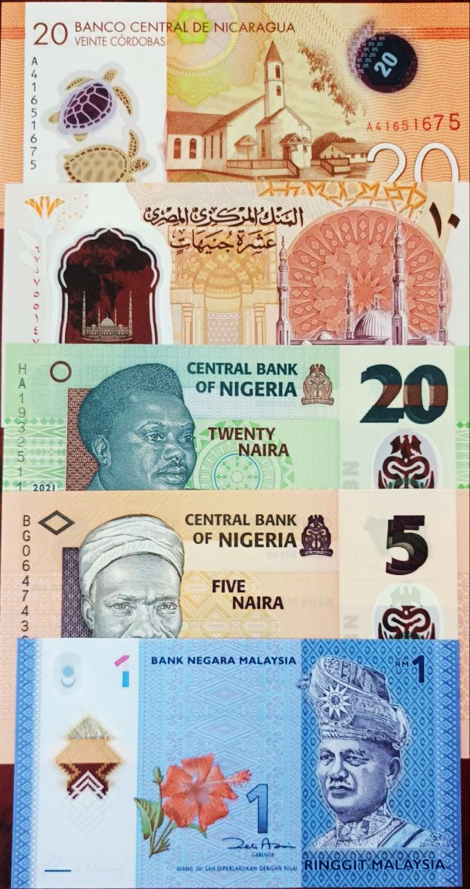 ست 5 برگ اسکناس پلیمری بانکی بسیار زیبا