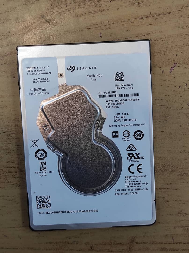 هارد یک ترابایت لپ تاپی سیگیت سلامت 9%