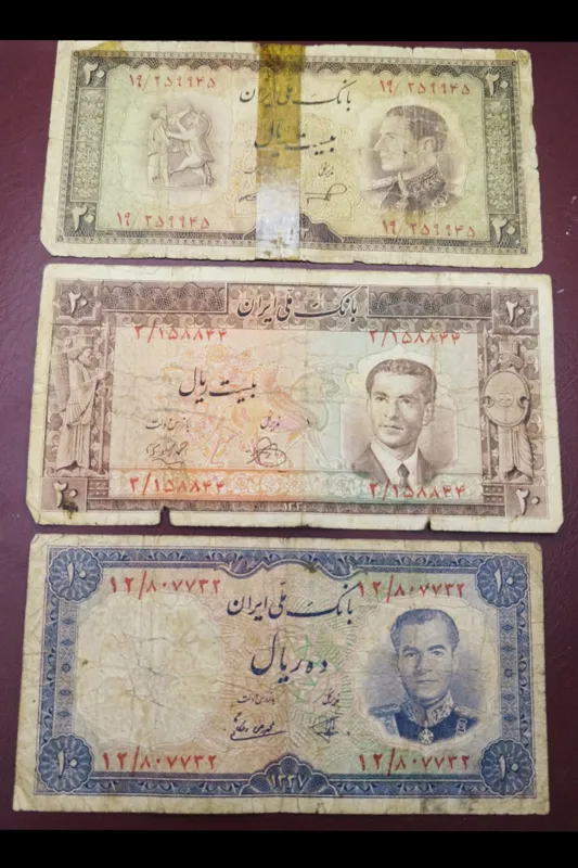 3 عدد اسکناس بکر محمدرضاشاه پهلوی کمیاب