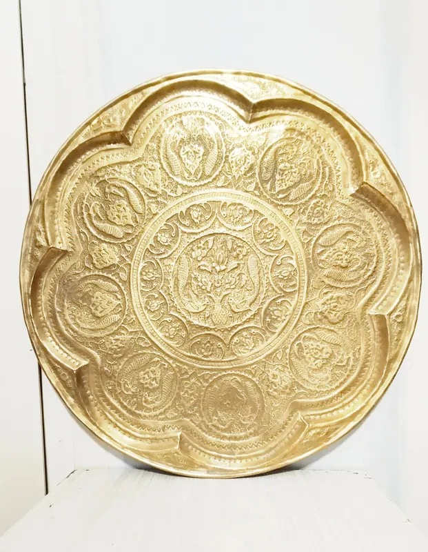 سینی برنجی قاجاری قطر 67سانت