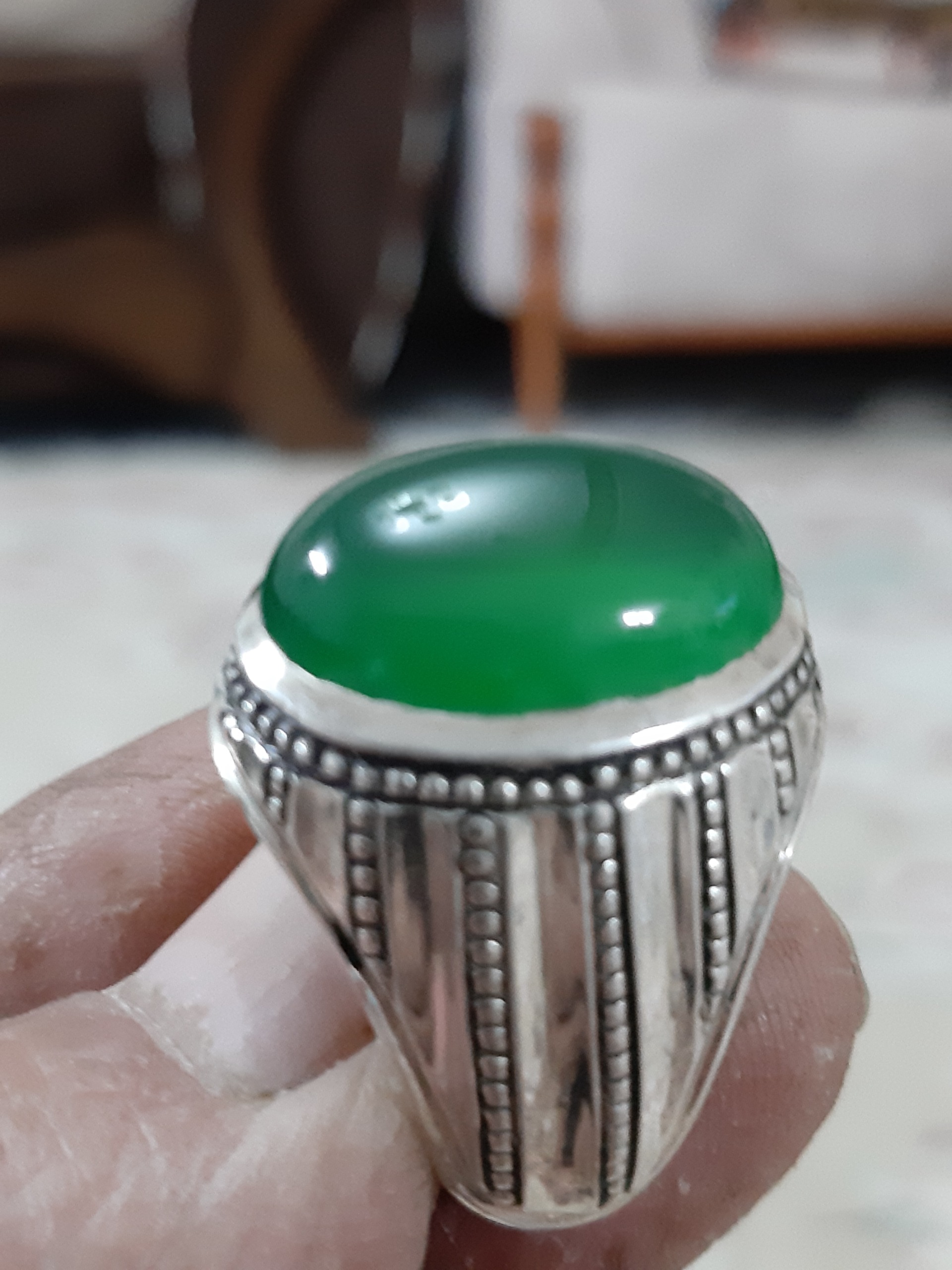 انگشترعقیق سبز المانی رکاب دستساز