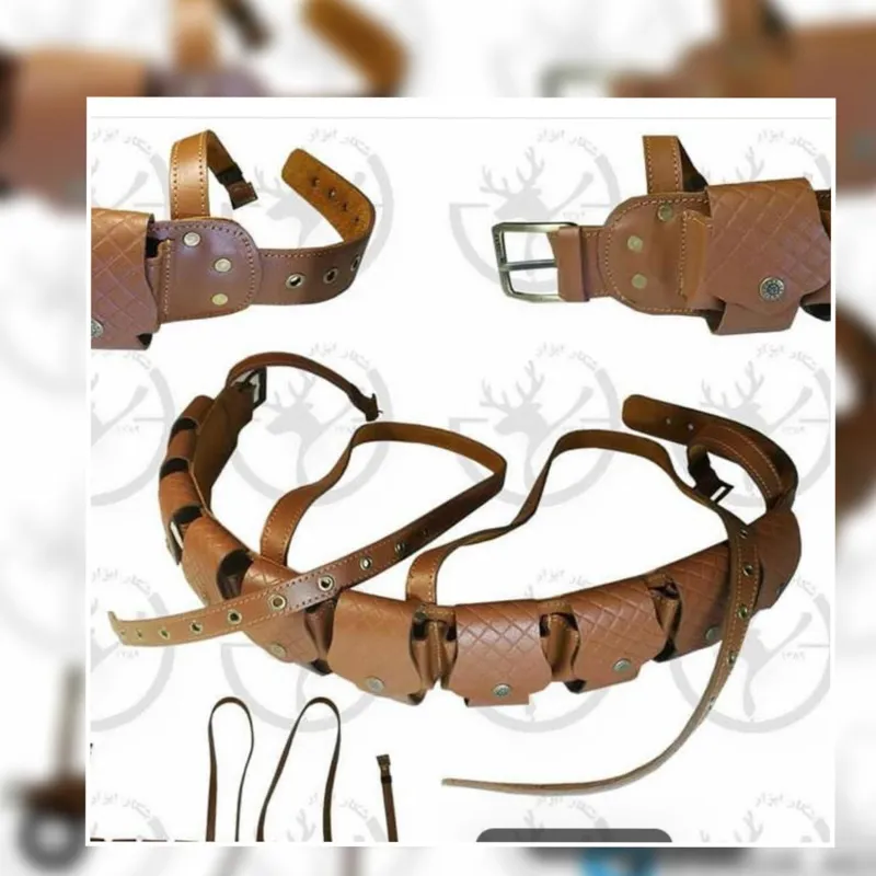 قطار چرمی طبیعی کالیبر12 شکاری چرم مرغوب درجه یک