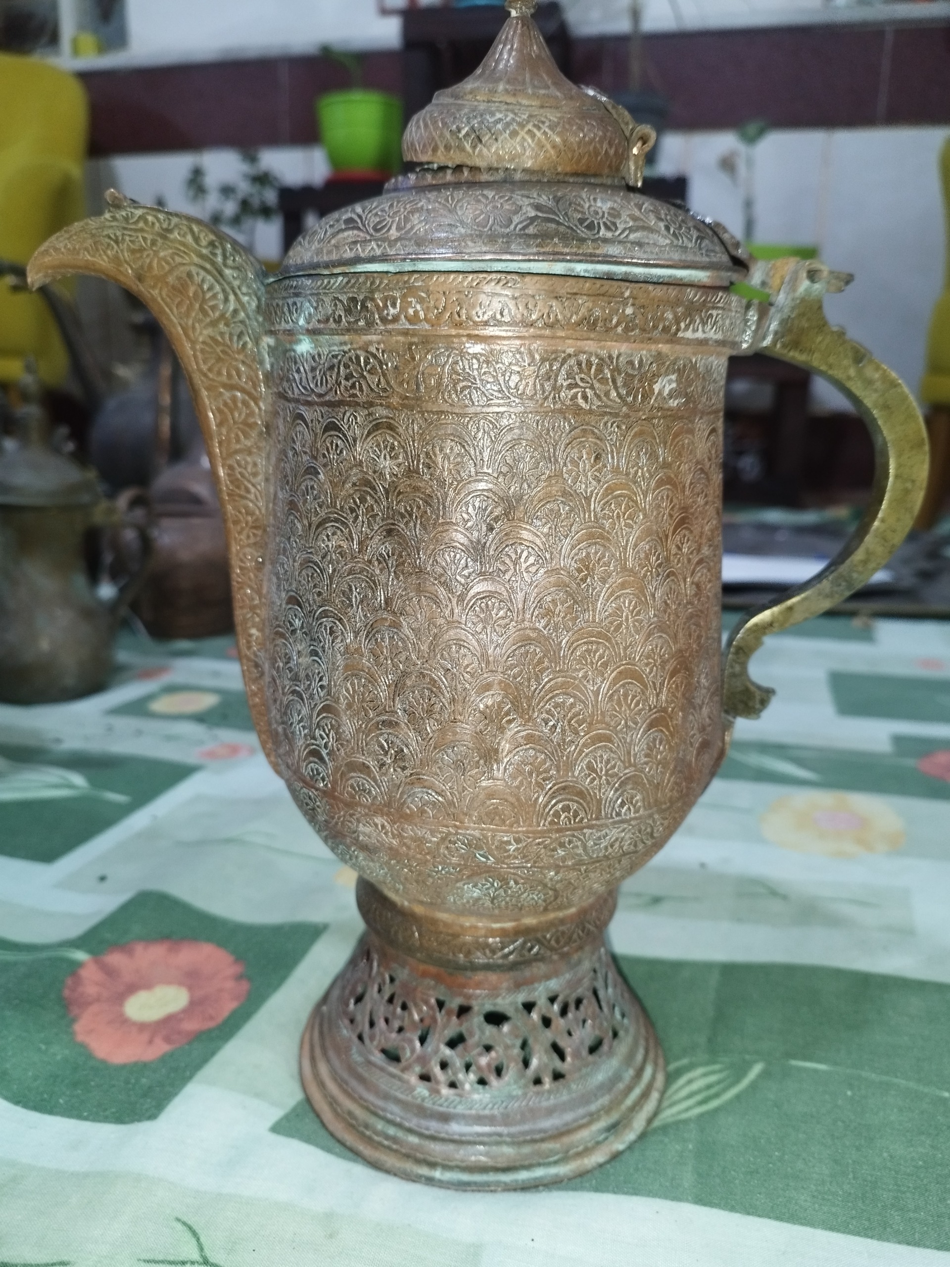 کتری صحرایی قدیمی قلم کاری