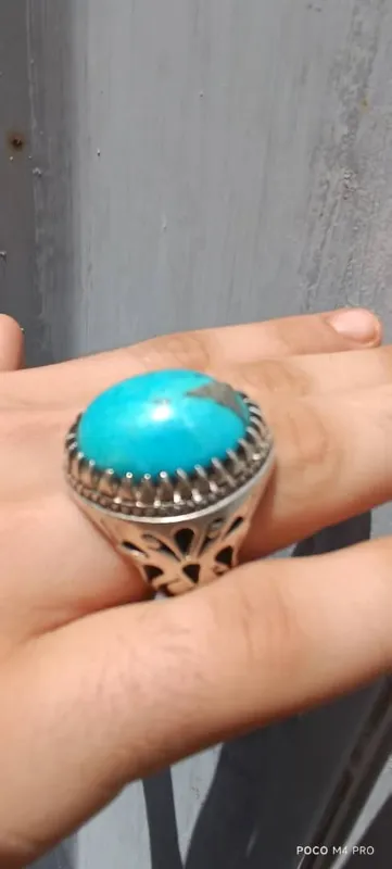 انگشتر غول فیروز دستساز استاد عباسی(حراج)