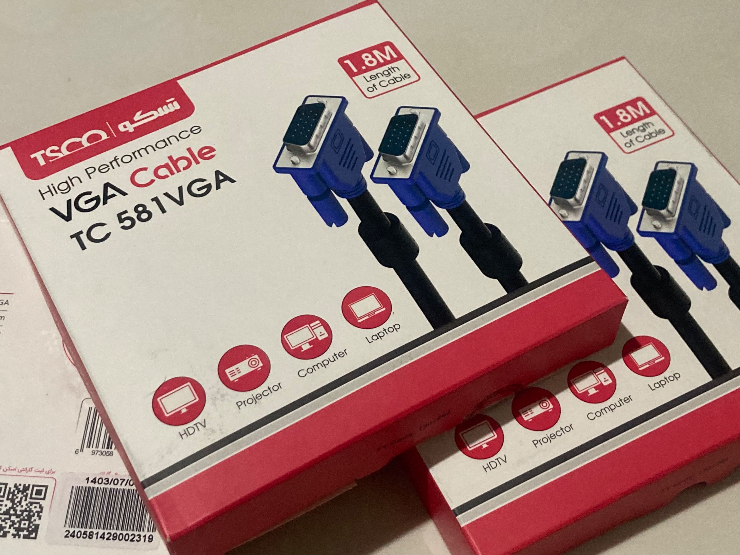 4 عدد کابل VGA تسکو مدل TC 581 به طول 1.8 متر