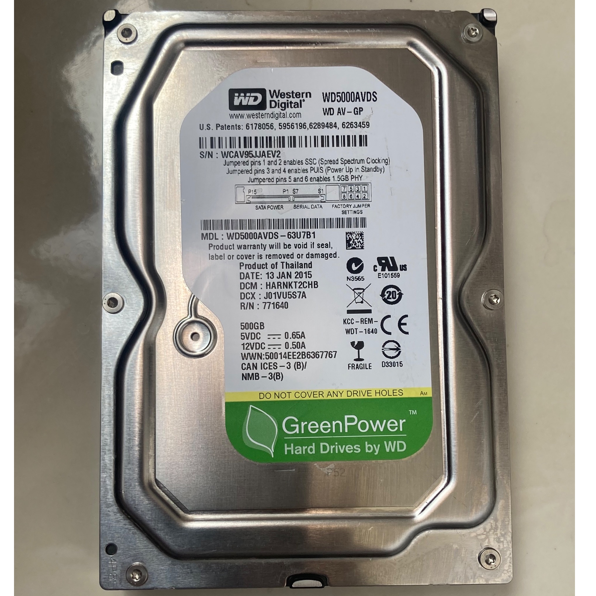 هارد اینترنال WD وسترن دیجیتال 500 گیگابایت