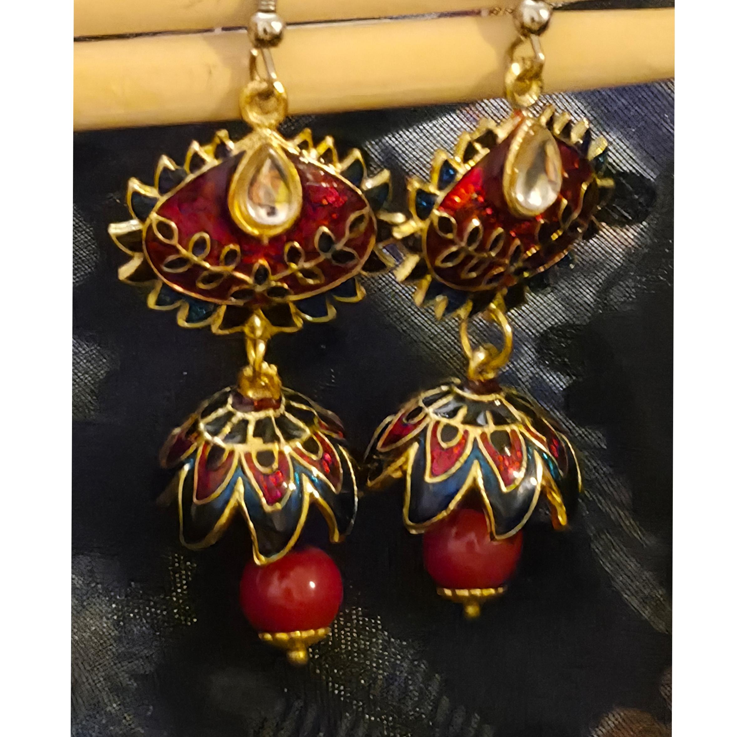گوشواره میناکاری هند