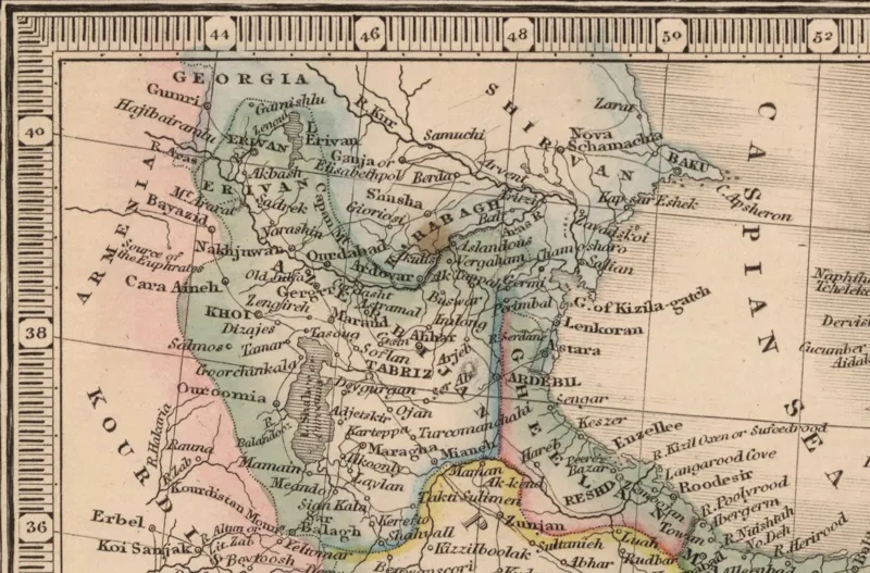 نقشه آذربایجان اواخر قرن 19 در اندازه a1