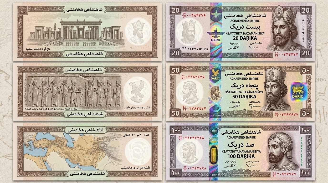 12 برگ اسکناس فانتزی هخامنشی