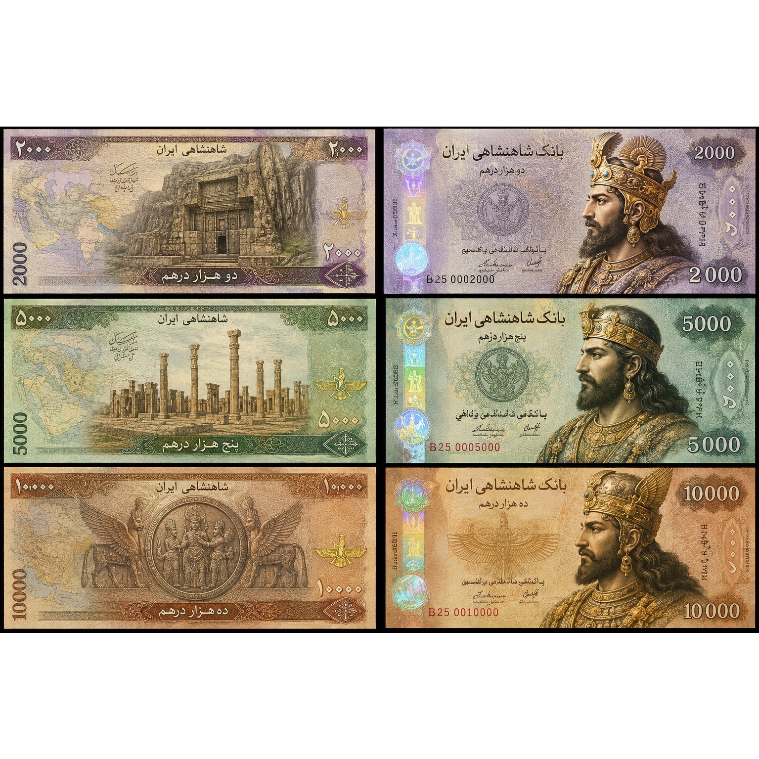 3 برگ اسکناس فانتزی ساسانی