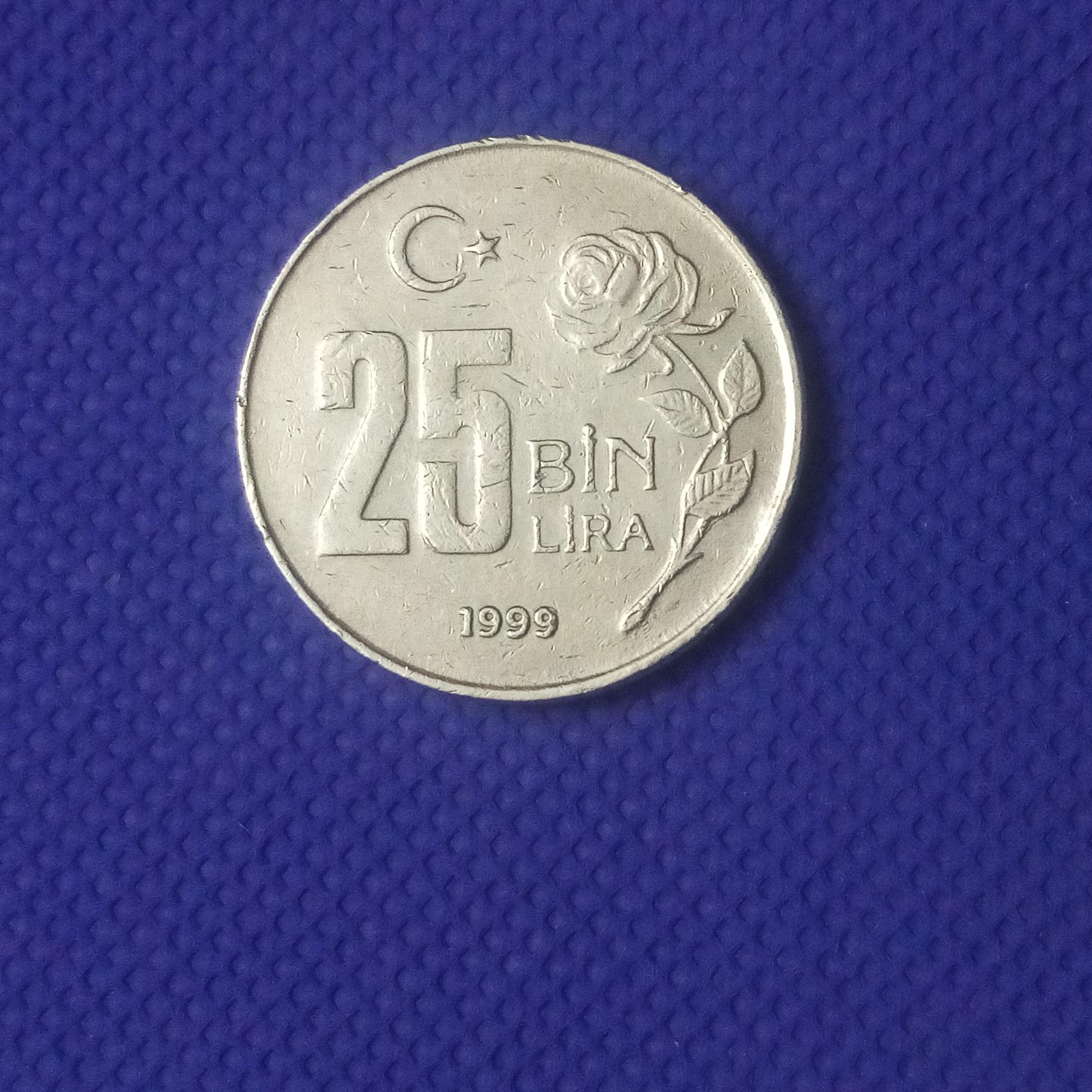 سکه 25 هزار لیره ترکیه 1999