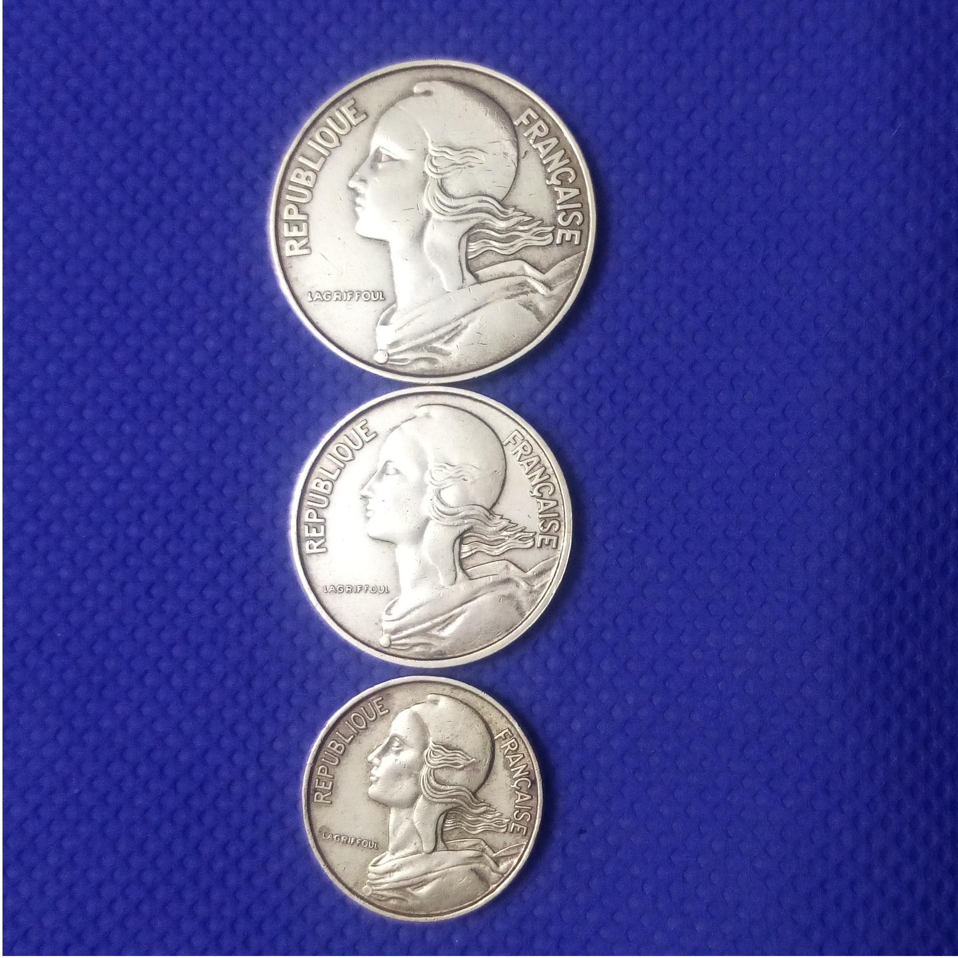 3سکه 20-10-5 سنتیم 1966-1963 فرانسه