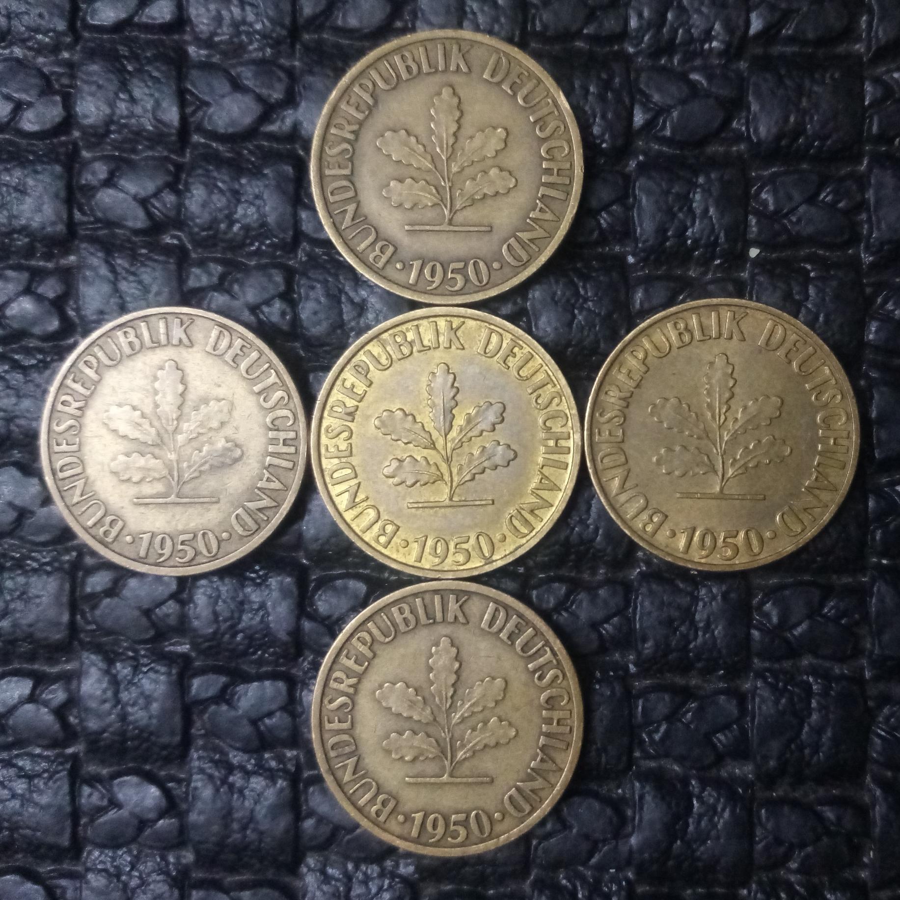 5سکه 10فنینگ آلمان 1950