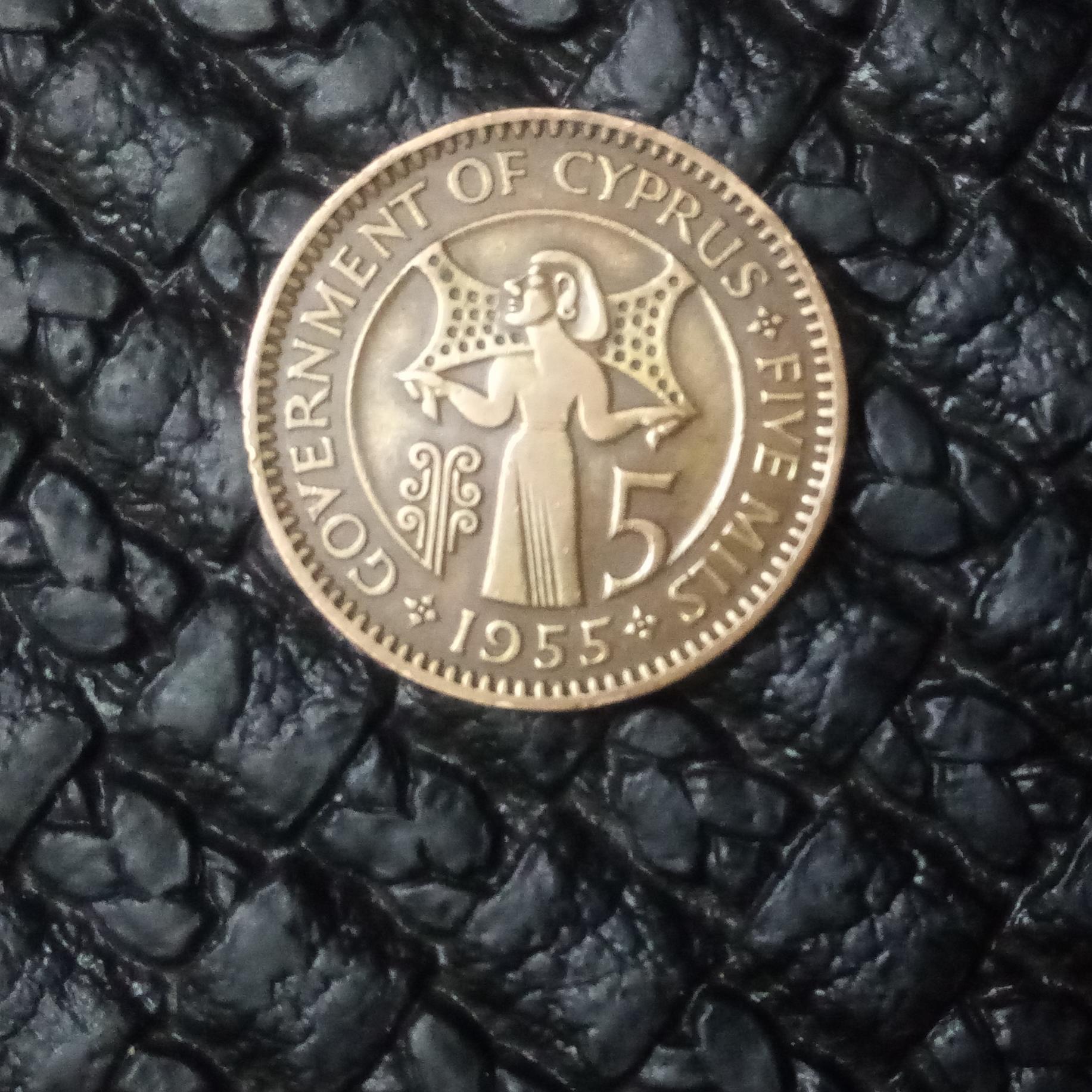 سکه 5 میل قبرس 1955