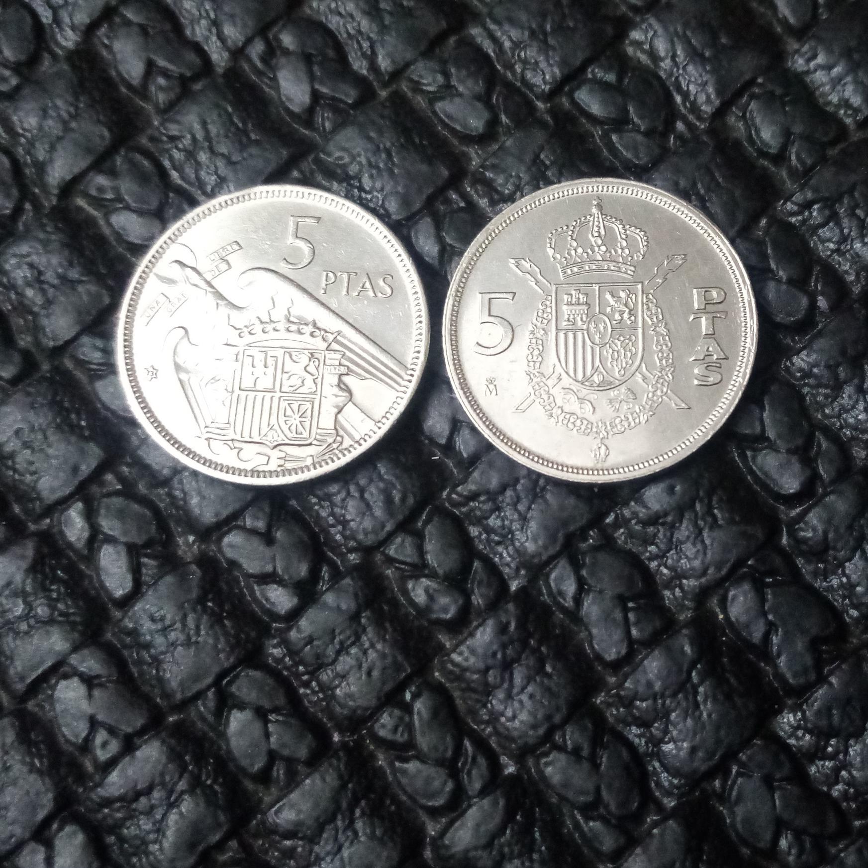 2سکه 5پتاس متفاوت اسپانیا