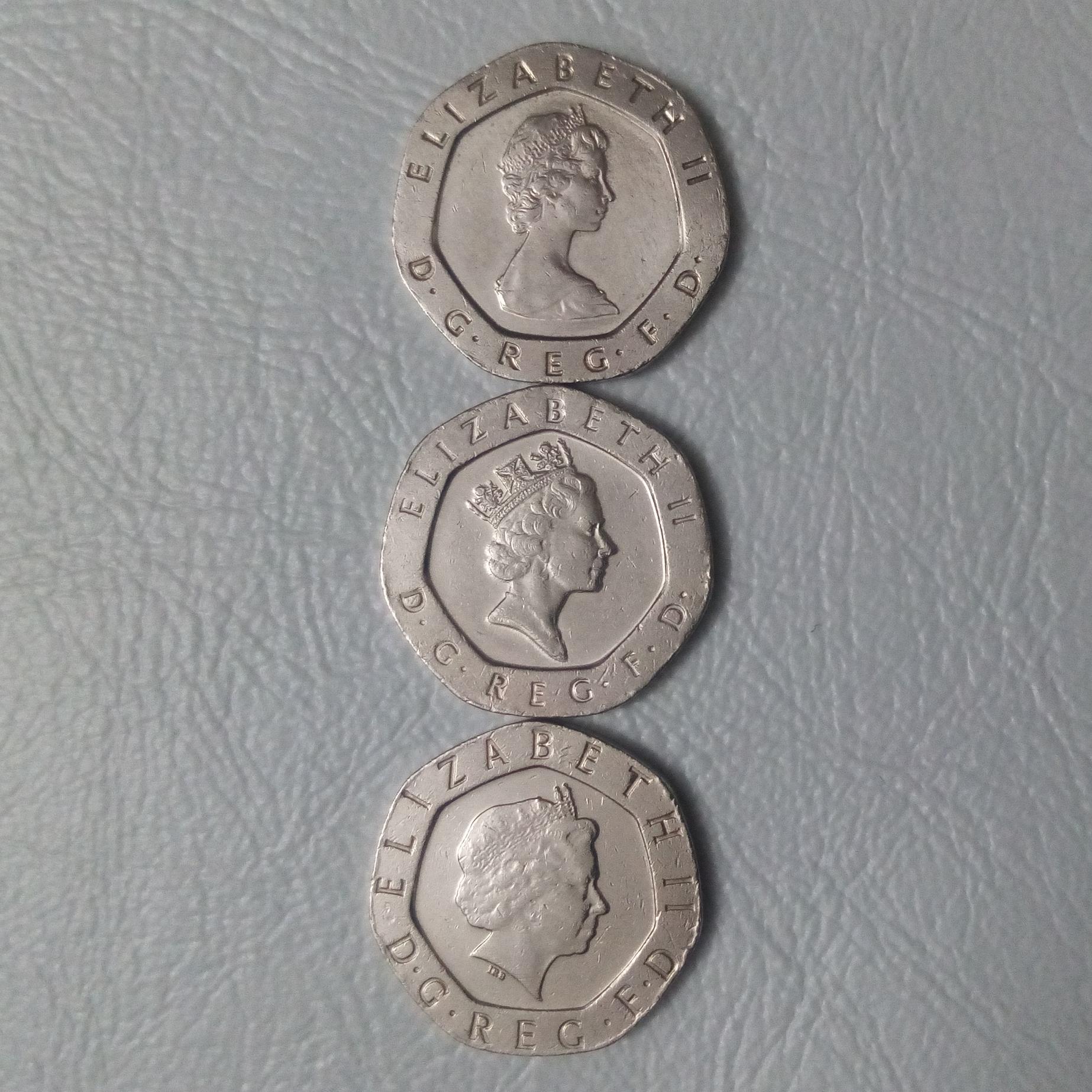 3سکه 20پنس3چهره متفاوت ملکه