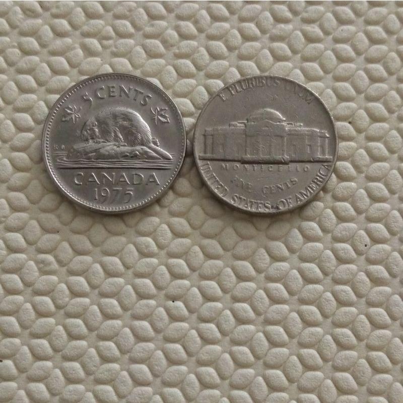 2سکه 5سنت 1975 کانادا وآمریکا