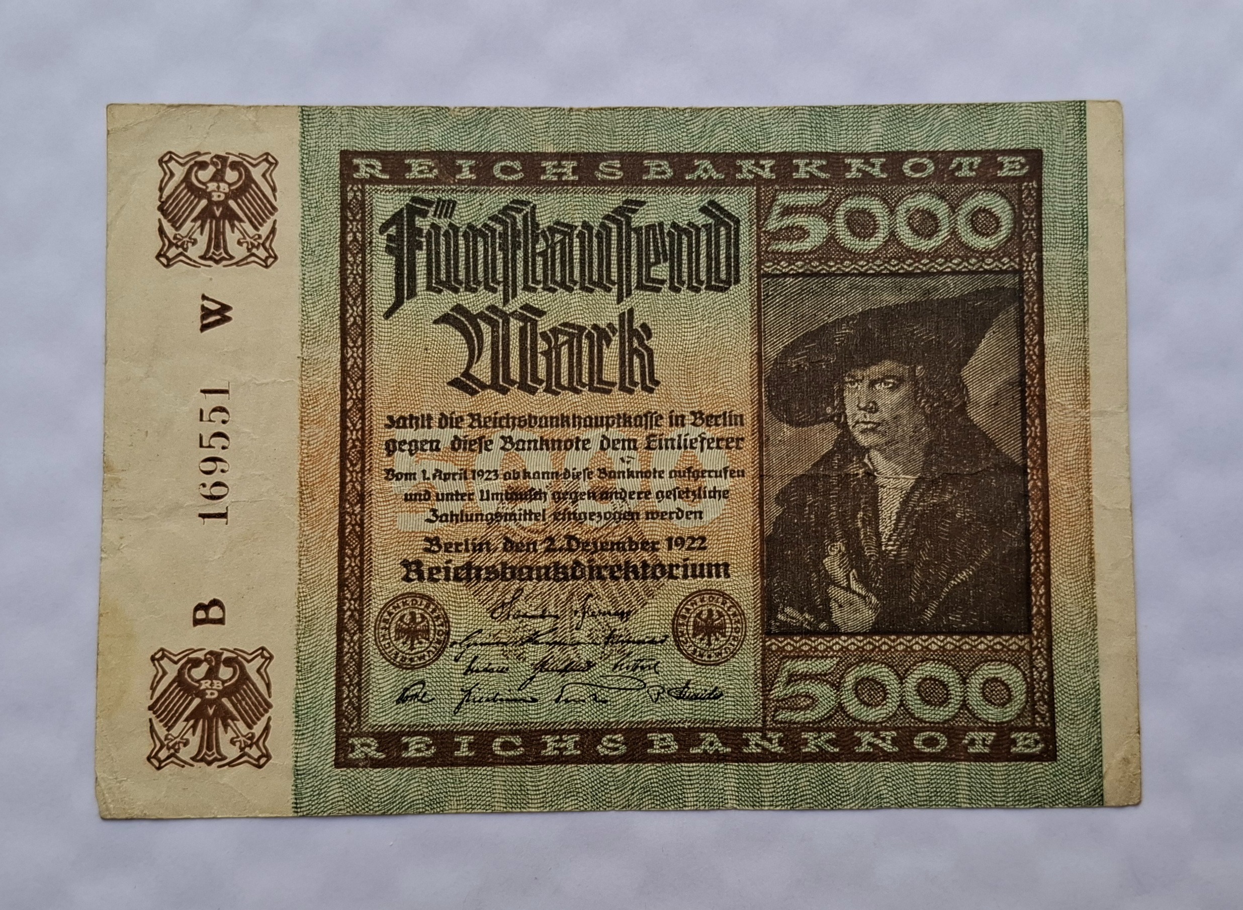 اسکناس 5000 مارک آلمان رایش وایمار 1922