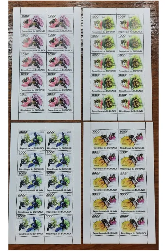 4 ورق تمبر زنبور چاپ بروندی