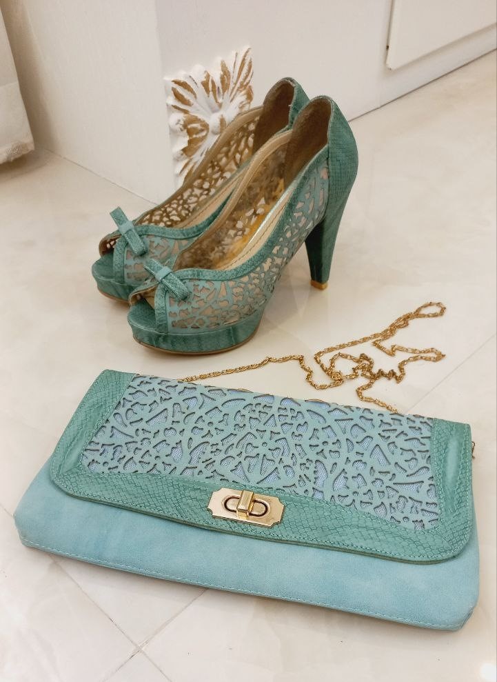 ست کیف و کفش سبز مجلسی زنانه 1